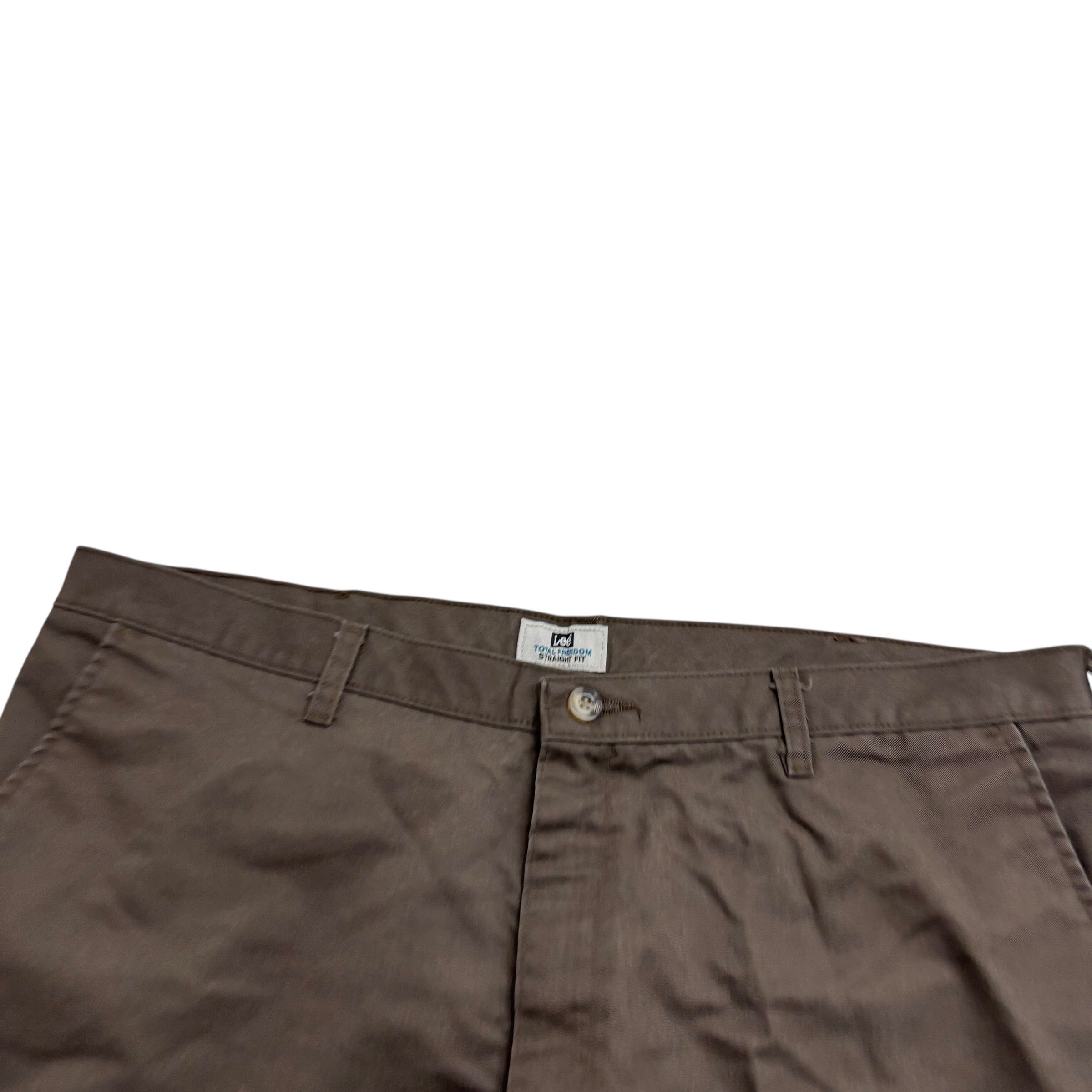 Lee Trousers W42 L31 Mens Brown Relaxed Straight Fit Total Freedom Pants