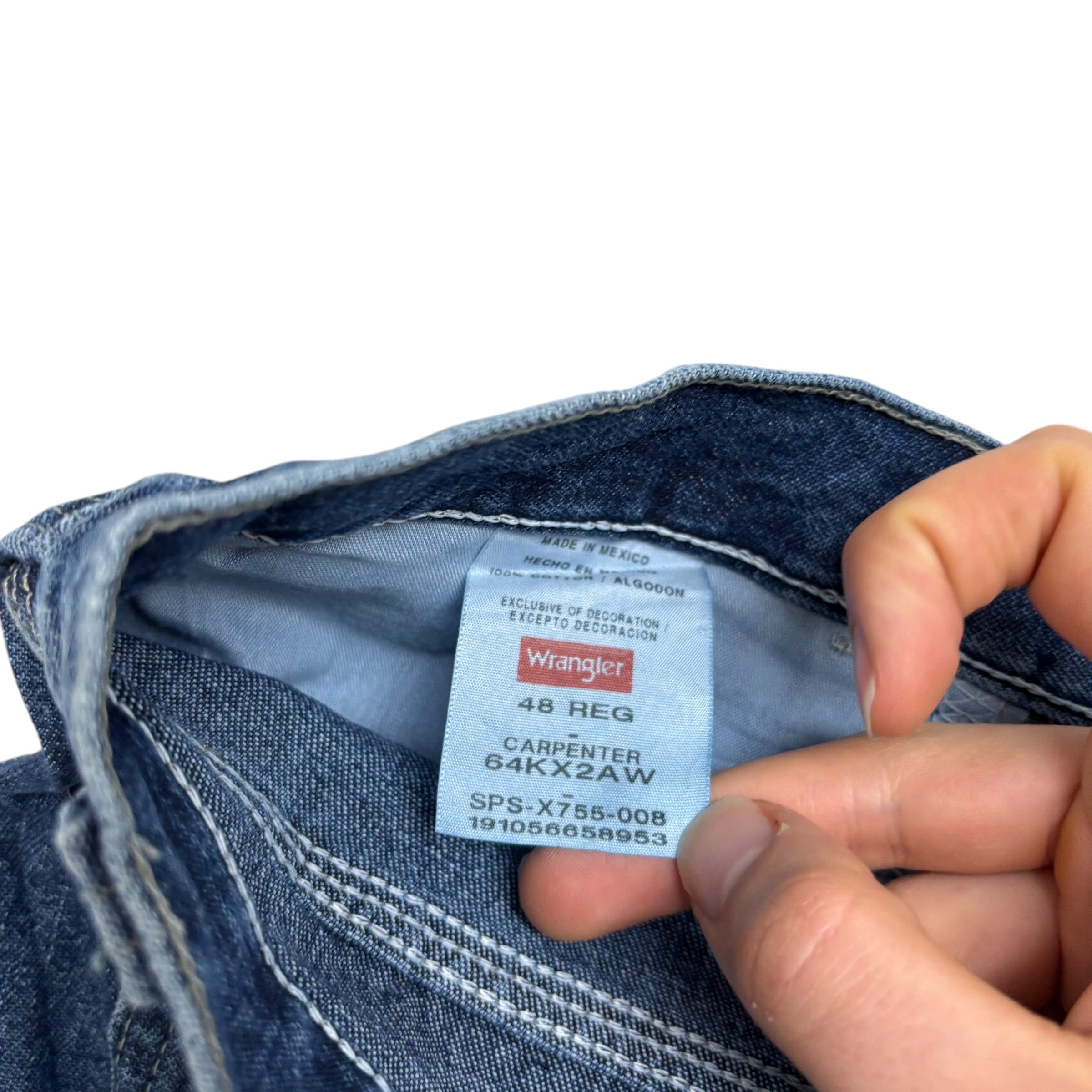 Wrangler Jorts W48 Mens Mid Blue Denim Shorts Baggy Relaxed Carpenter (E)