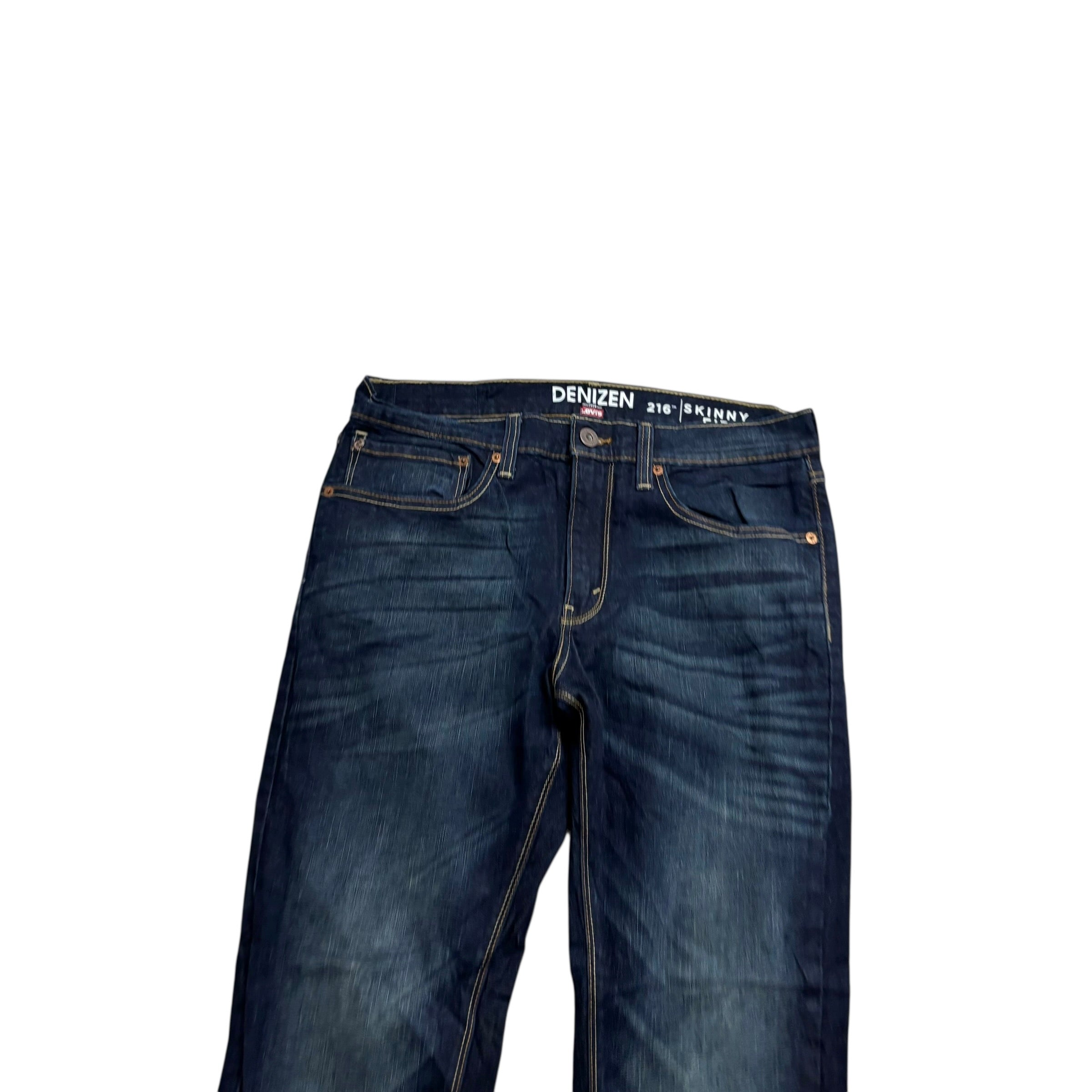 Levis Denizen Jeans W34 L30 Mens Dark Blue Skinny Fit Stretch Denim (E)