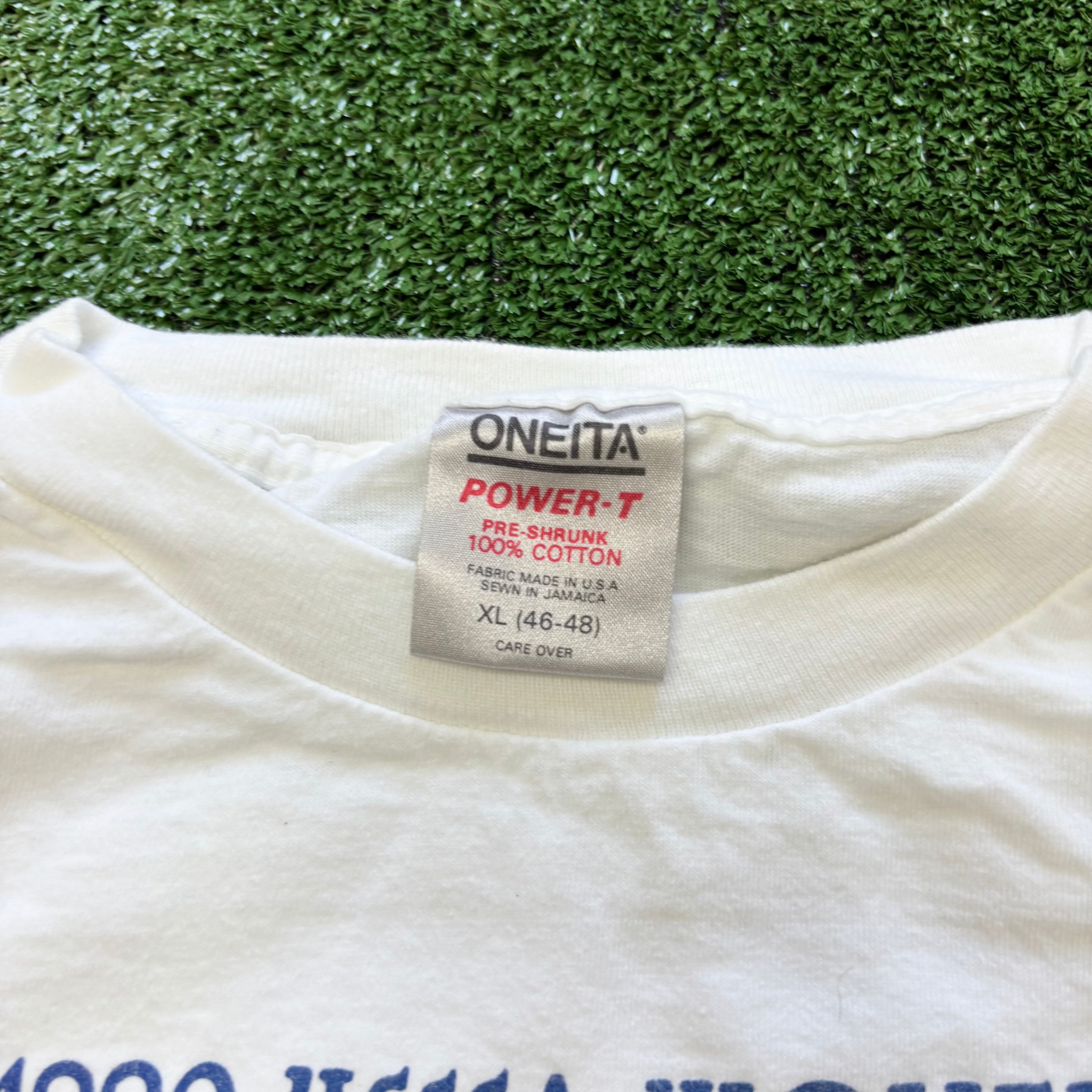 Vintage T Shirt Mens Large White Single Stitch Graphic Print 90s USA (E)