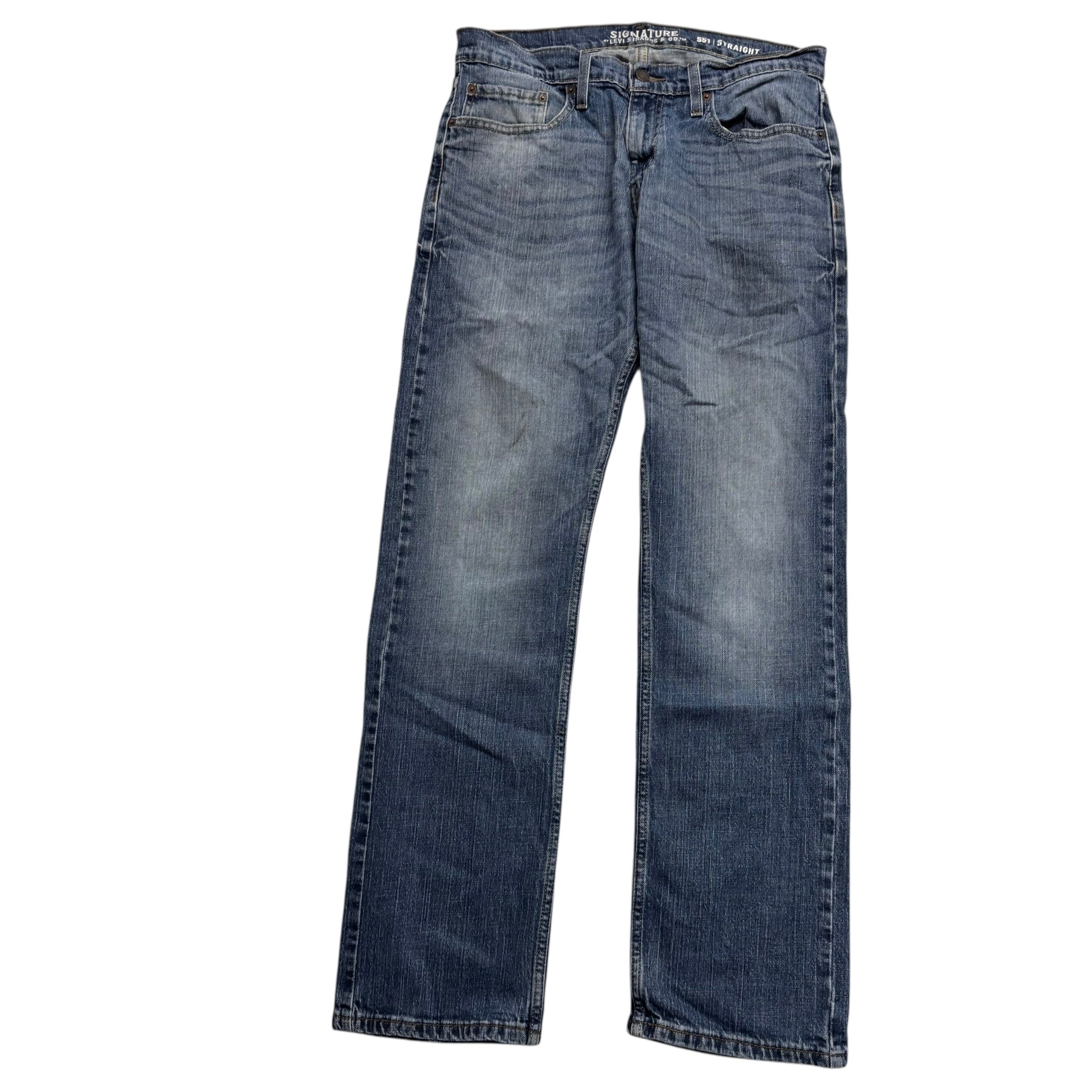 Levis Signature Jeans W32 L32 Mens Mid Blue Regular Straight Fit Stretch Denim