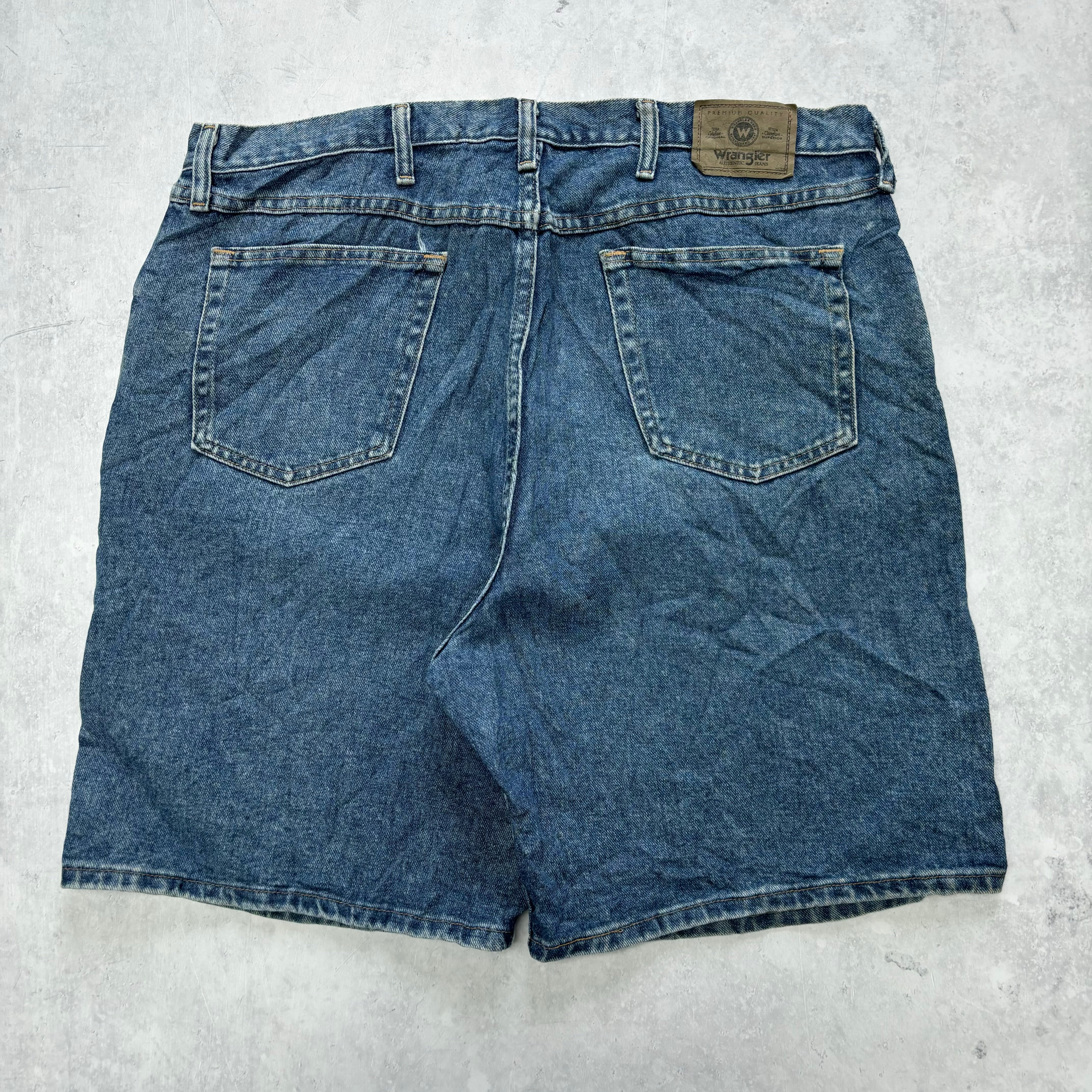 Vintage Wrangler Jorts W40 Mens Denim Shorts Mid Blue Baggy Relaxed Fit