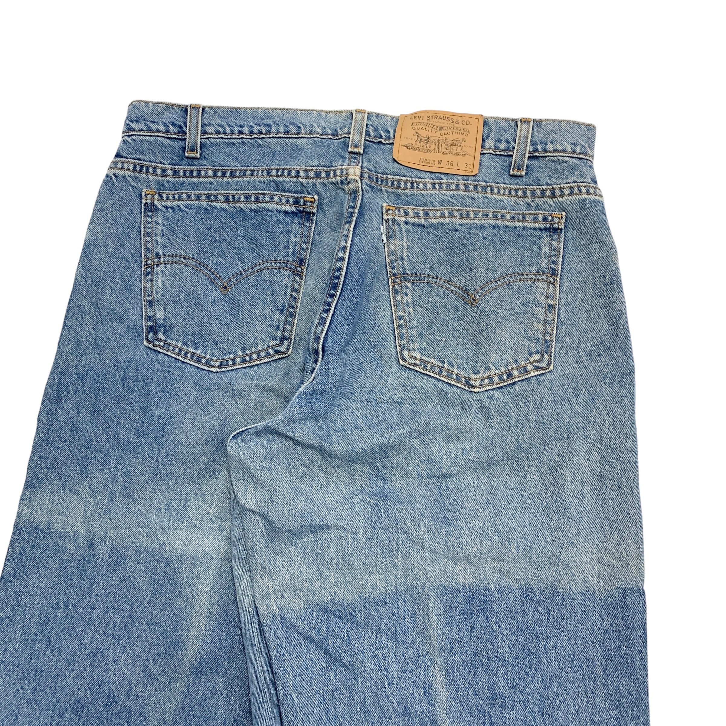 Levis Baggy Jeans W36 L32 Mens Blue Made In USA Sunfade Relaxed Straight Fit 90s