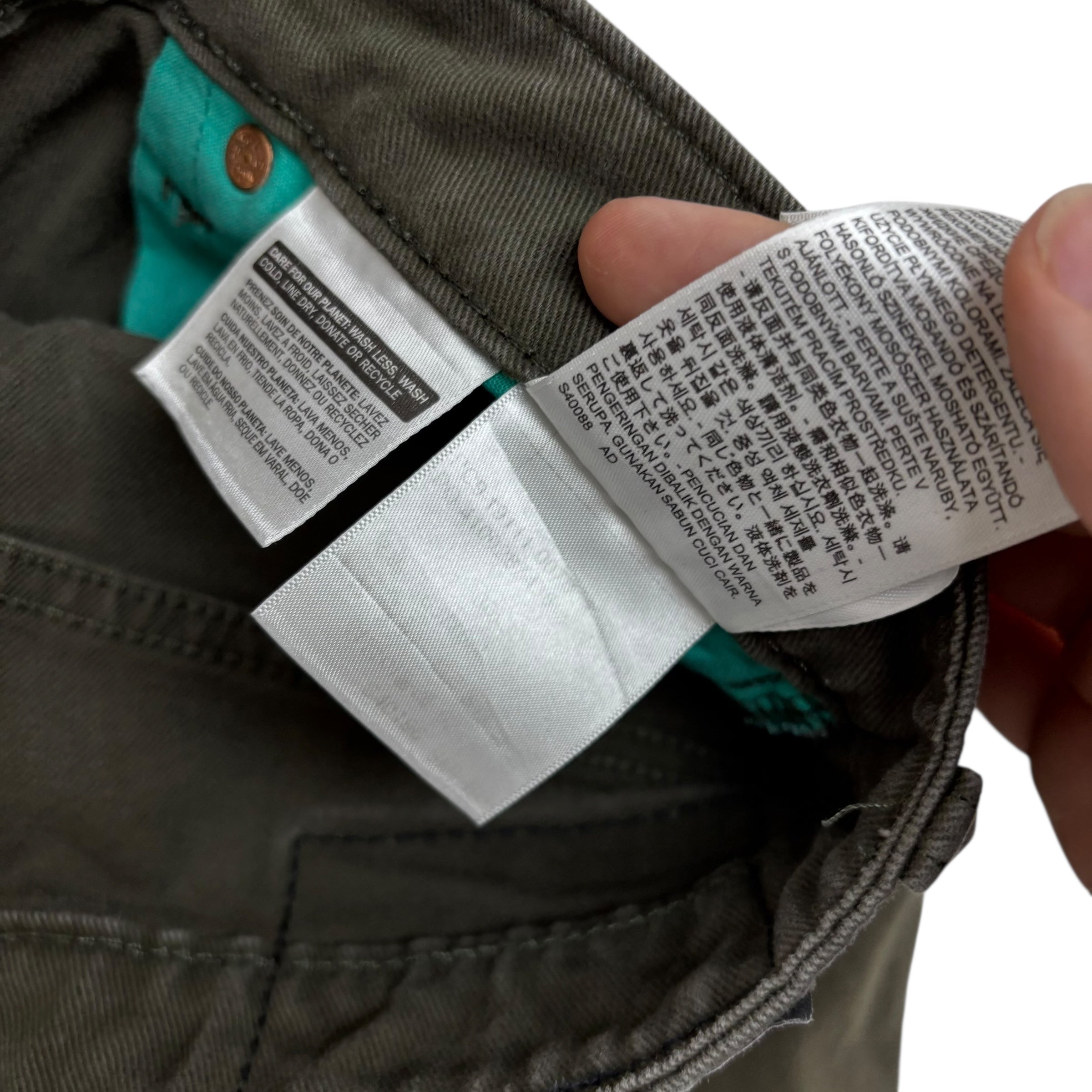 Levis 511 Commuter Jeans W29 L26 Mens Green Slim Fit Stretch Denim