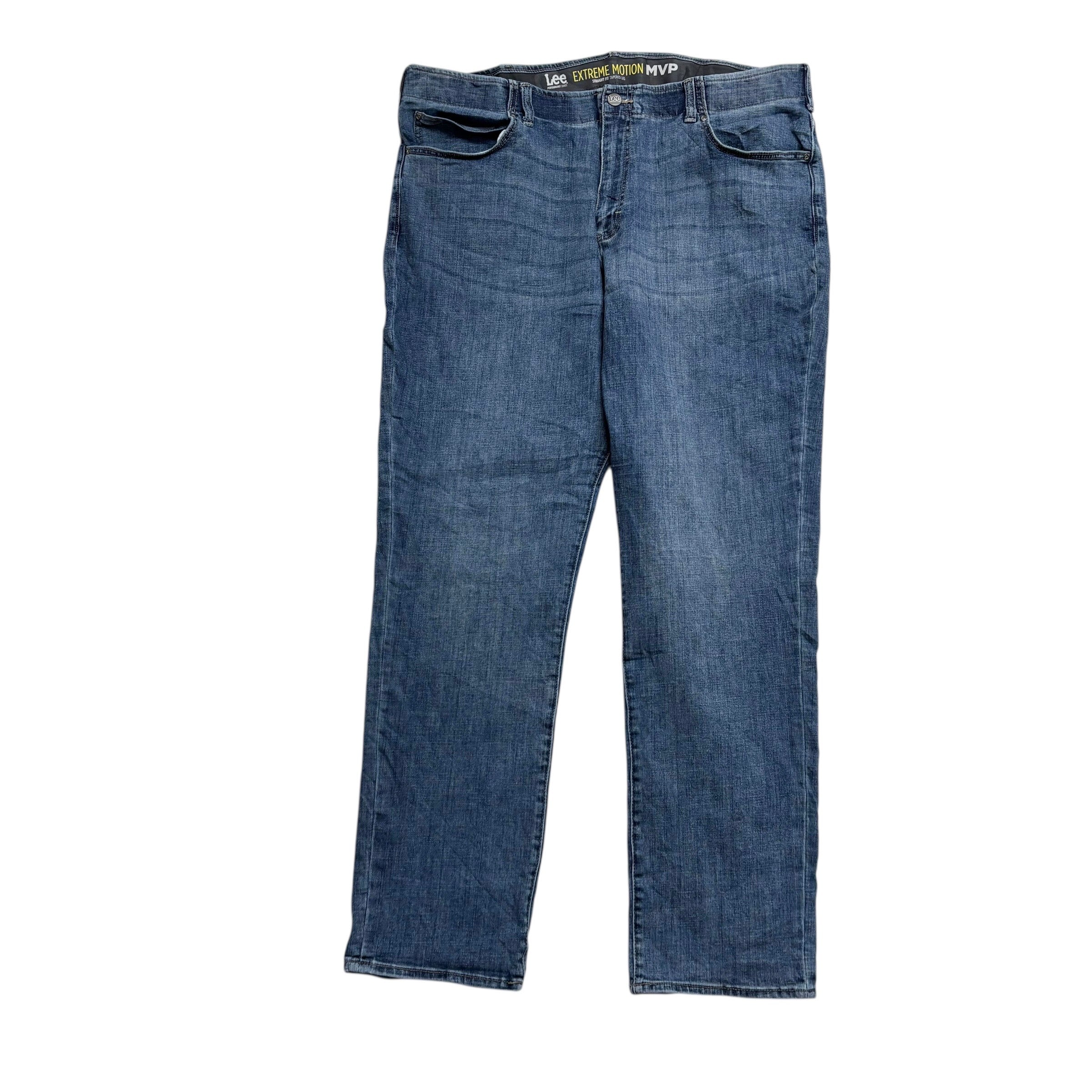 Lee Jeans W44 L34 Mens Mid Blue Regular Tapered Fit Stretch Denim (E)
