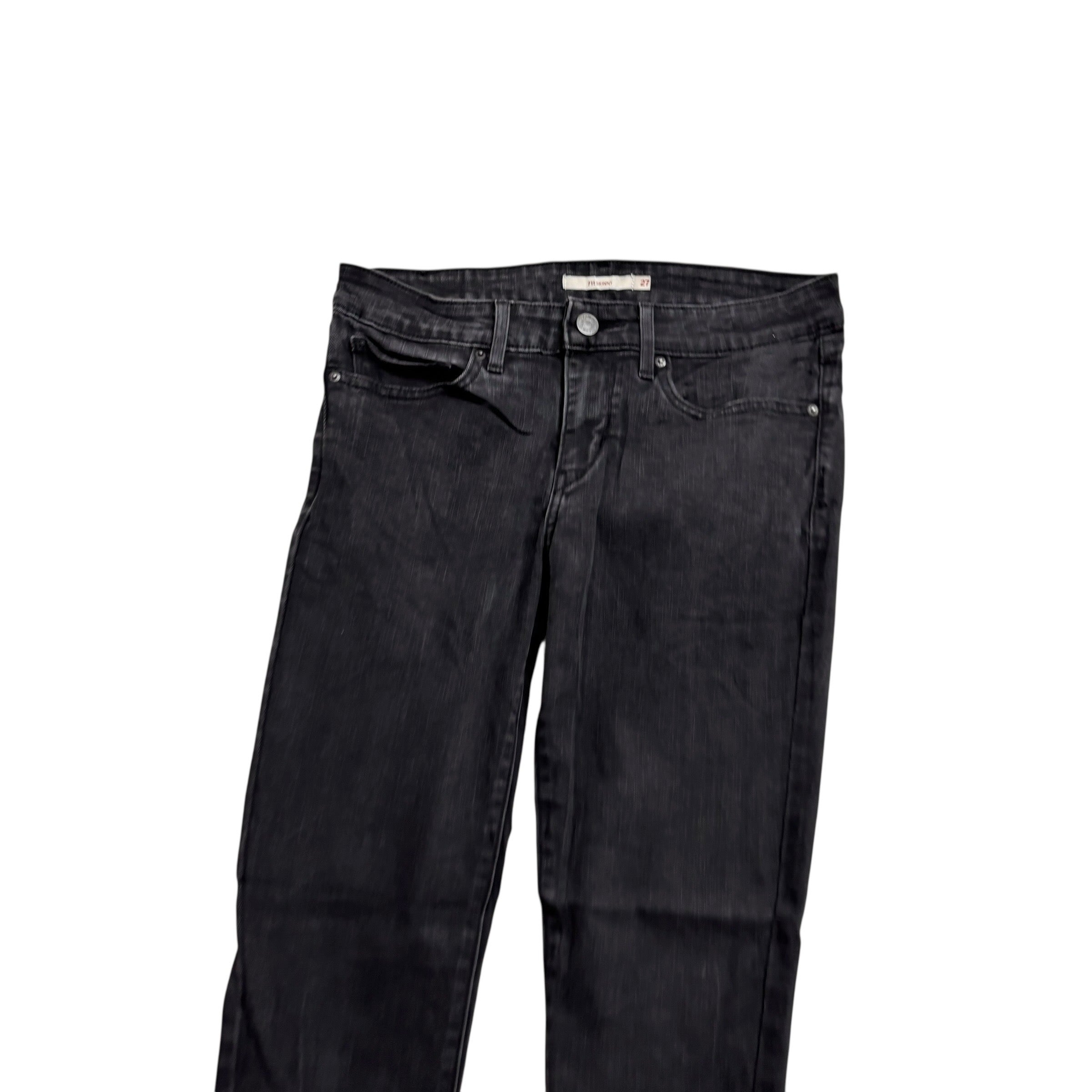 Levis 711 Jeans W27 L26 Womens Skinny Black Stretch Denim (E)