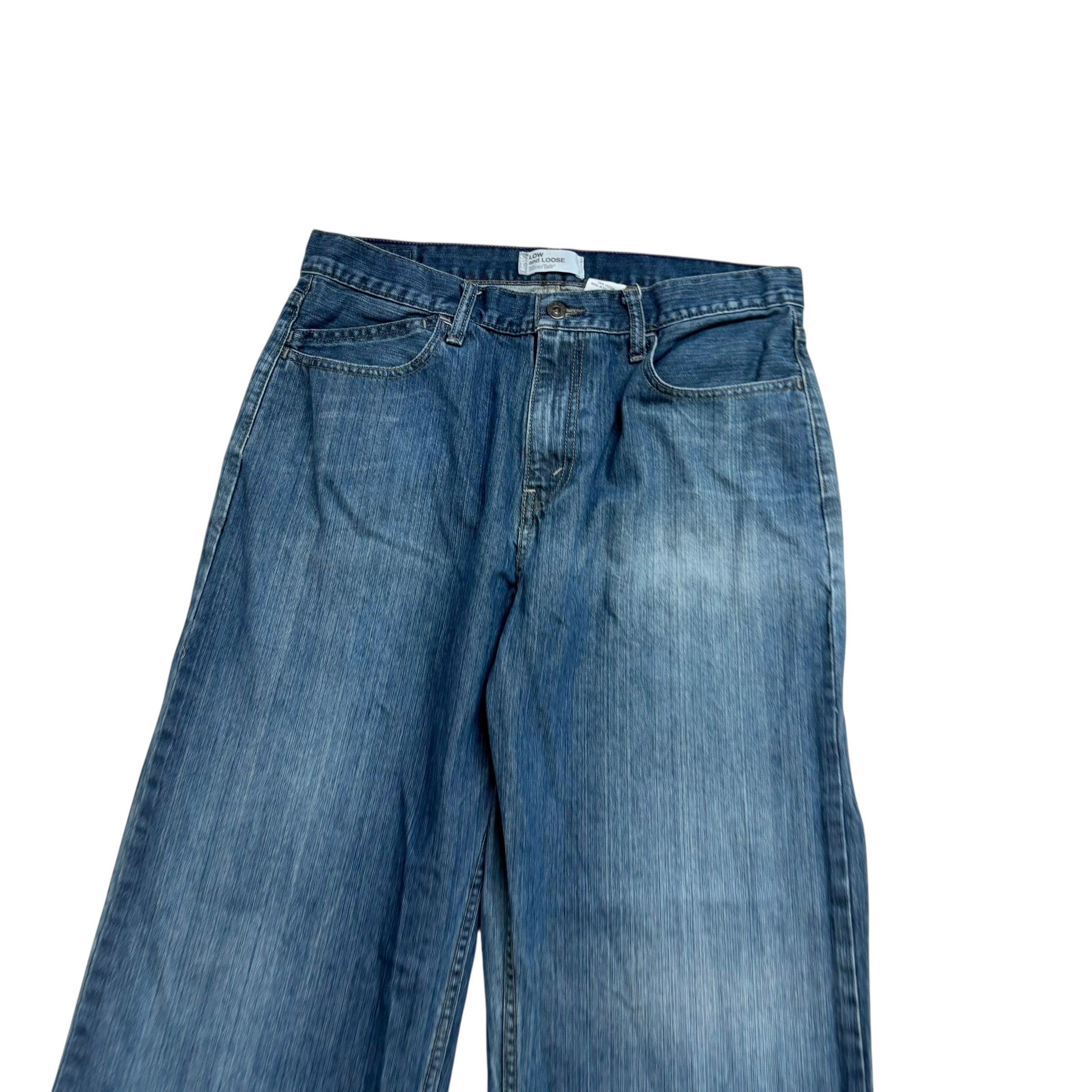 Vintage Levis SilverTab Baggy Jeans W34 L34 Mens Mid Blue Relaxed Fit Denim