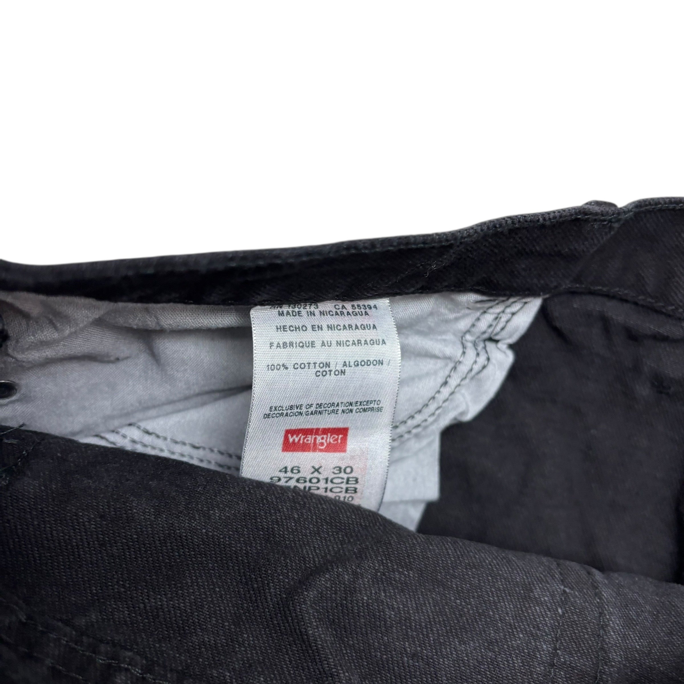 Wrangler Jeans W46 L30 Mens Black Relaxed Straight Fit Denim (F)