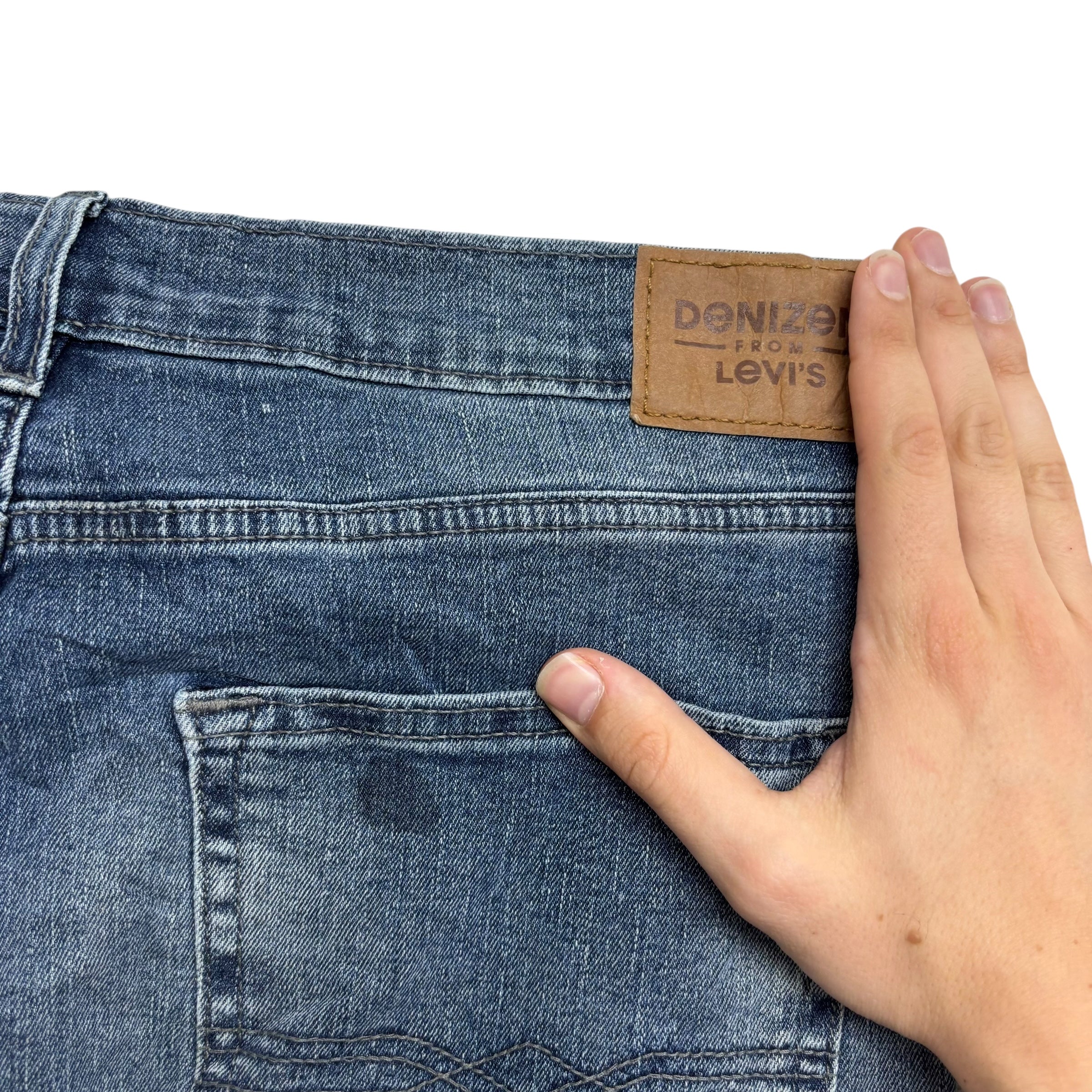 Levis Denizen Jeans W34 L31 Mens Mid Blue Regular Tapered Fit Stretch (F)