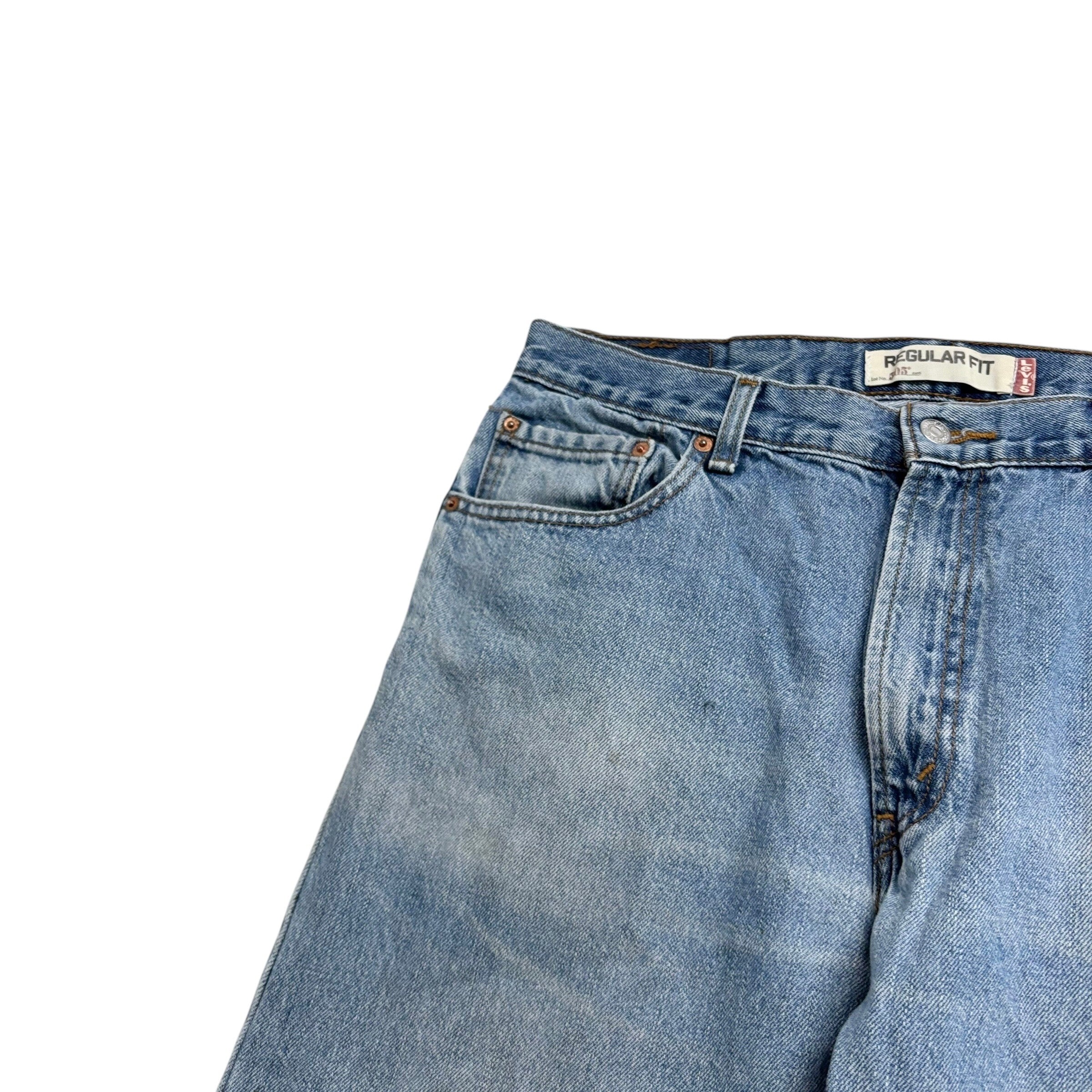 Levis 505 Jeans W35 L34 Mens Light Blue Regular Straight Fit Vintage Denim (F)