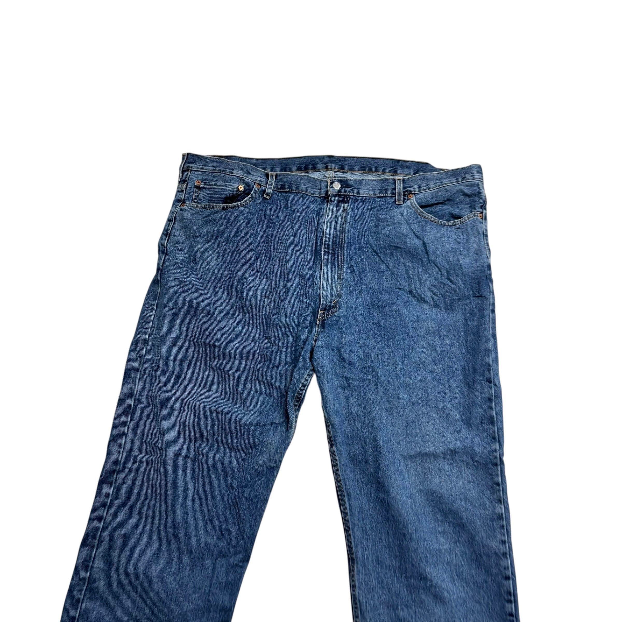 Levis 505 Jeans W50 L32 Mens Mid Blue Regular Straight Fit Denim (F)