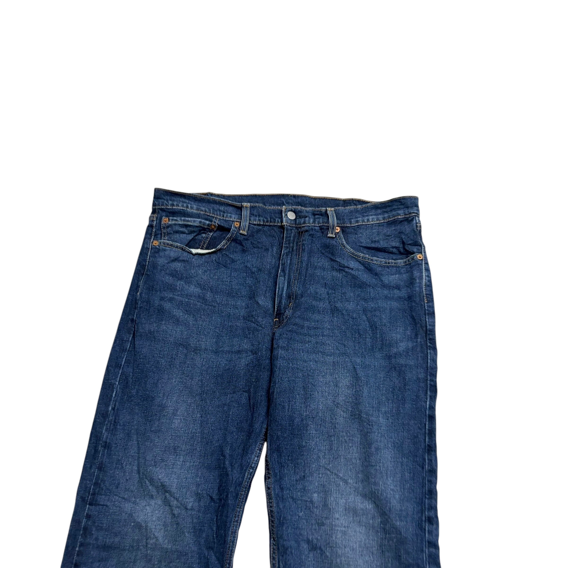 Levis 505 Jeans W38 L32 Mens Dark Blue Regular Straight Fit Stretch Denim (E)