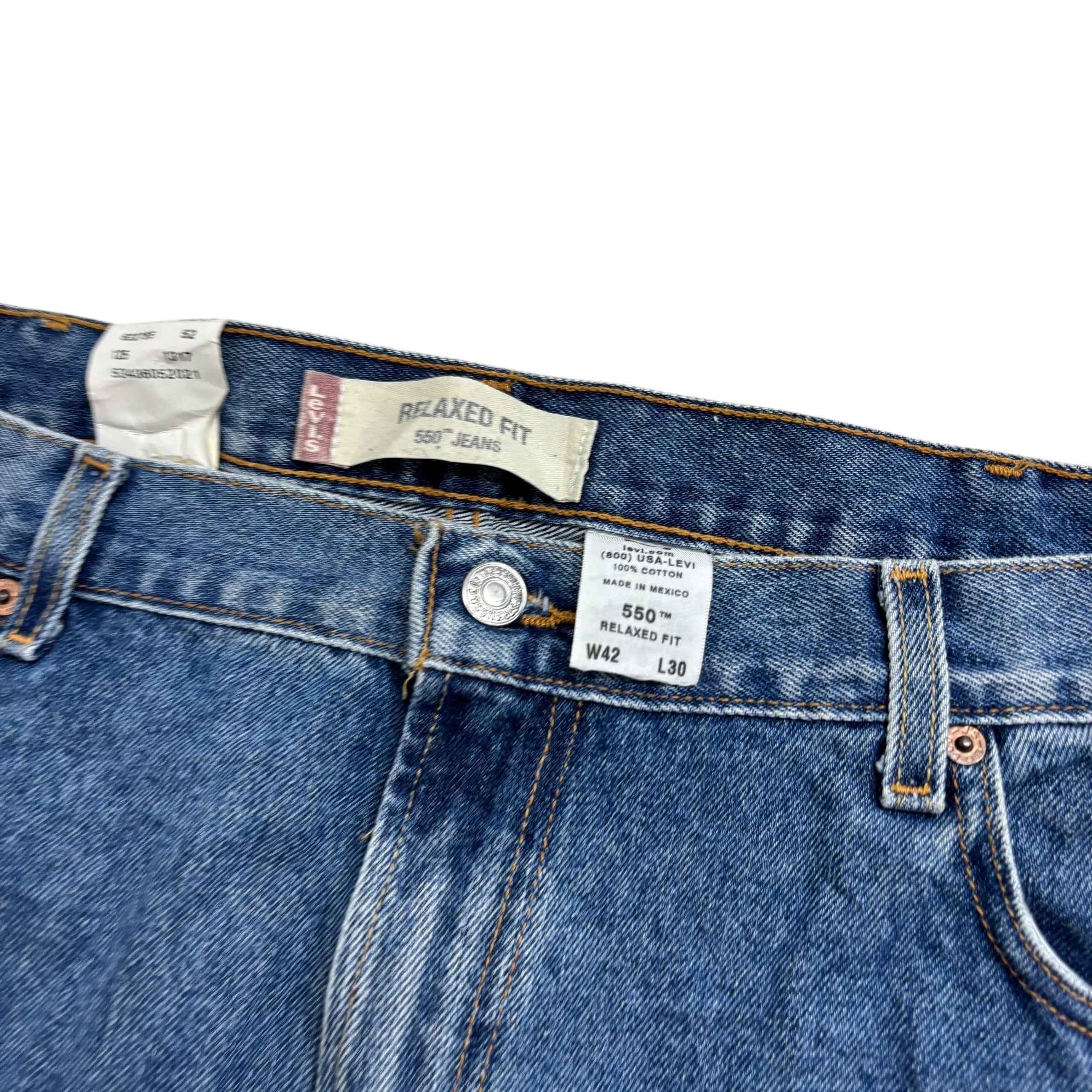 Levis 550 Jeans W42 L30 Mens Mid Blue Baggy Relaxed Straight Vintage Denim (E)