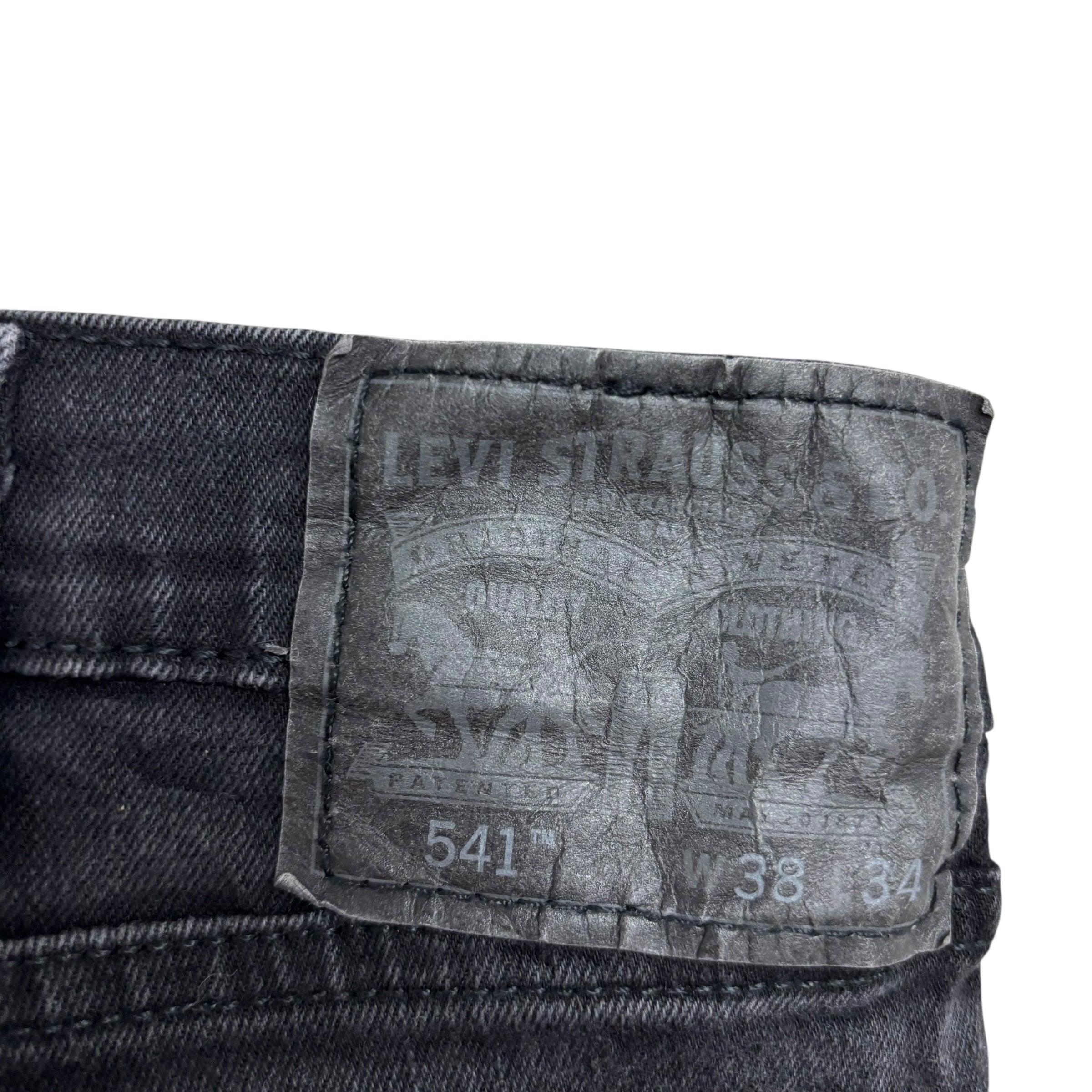 Levis 541 Jeans W38 L34 Mens Black Athletic Tapered Fit Stretch Denim