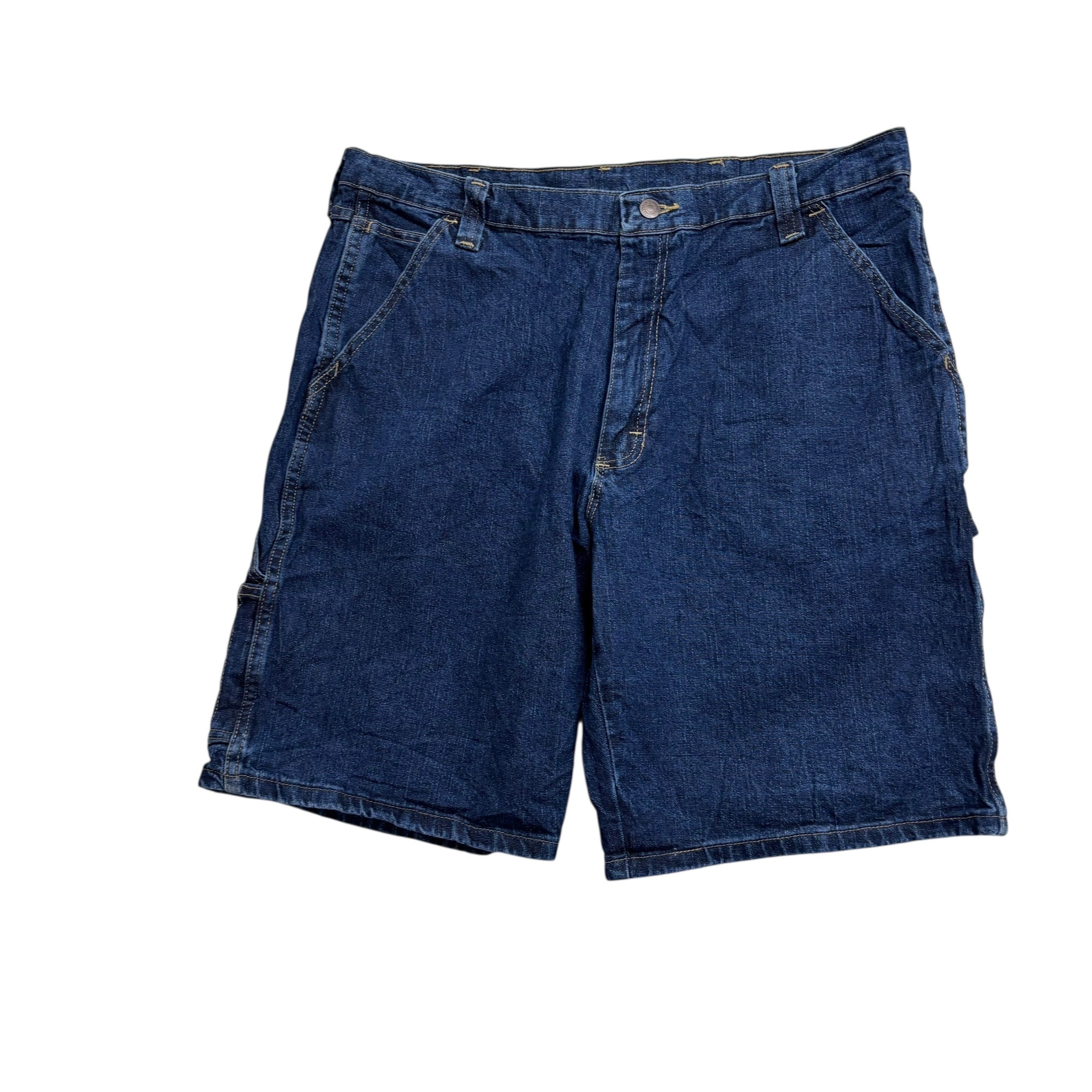 Wrangler Baggy Jorts W36 Mens Dark Blue Denim Shorts Carpenter Stretch (E)