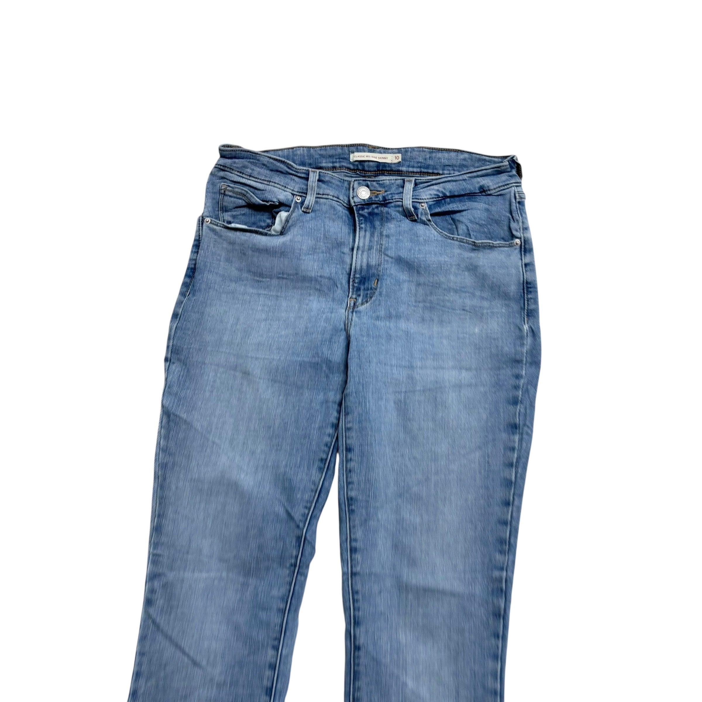 Levis Jeans W30 L30 Womens Classic Mid Rise Skinny Fit Light Blue Stretch Denim