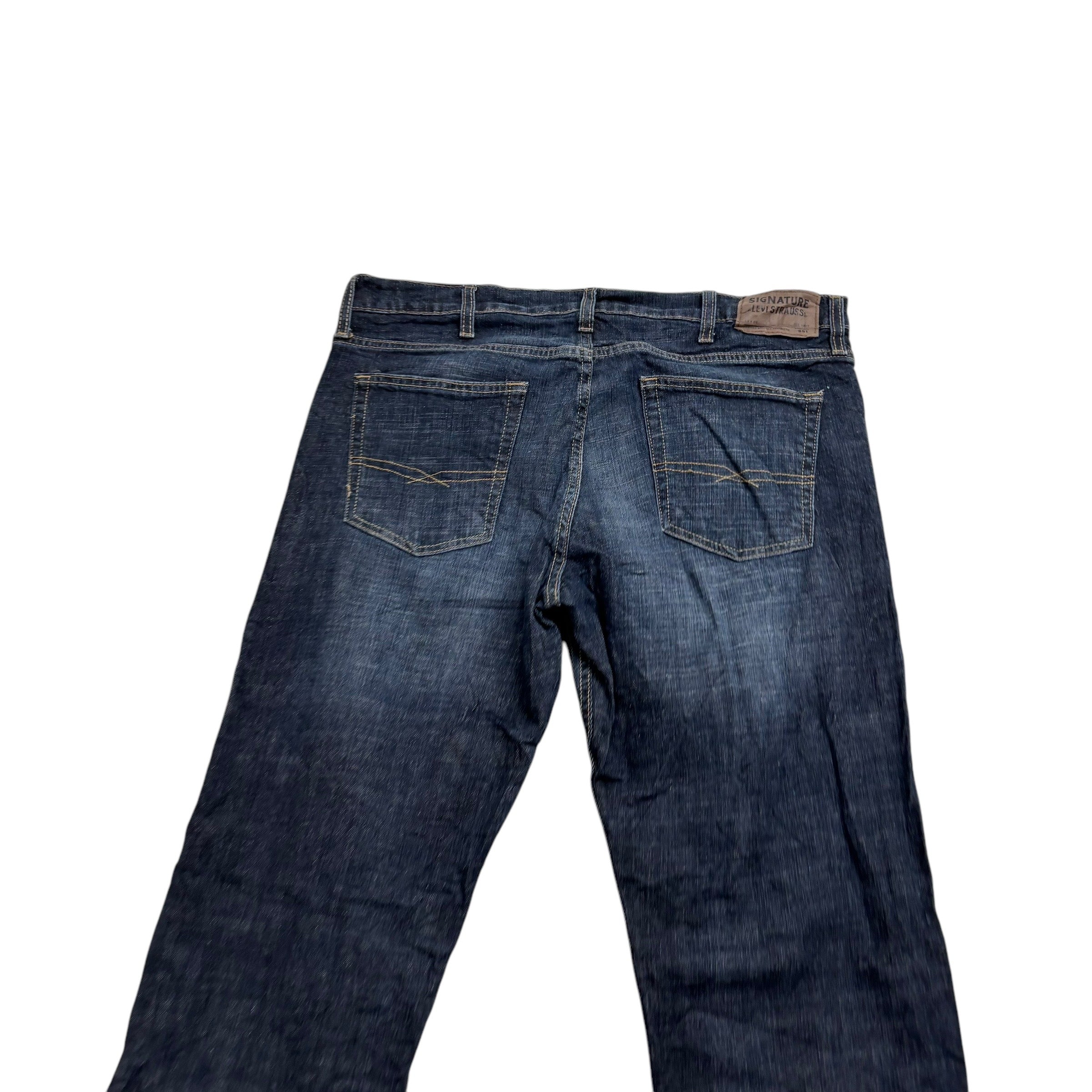Levis Signature Jeans W38 L34 Mens Dark Blue Regular Straight Fit Stretch (E)