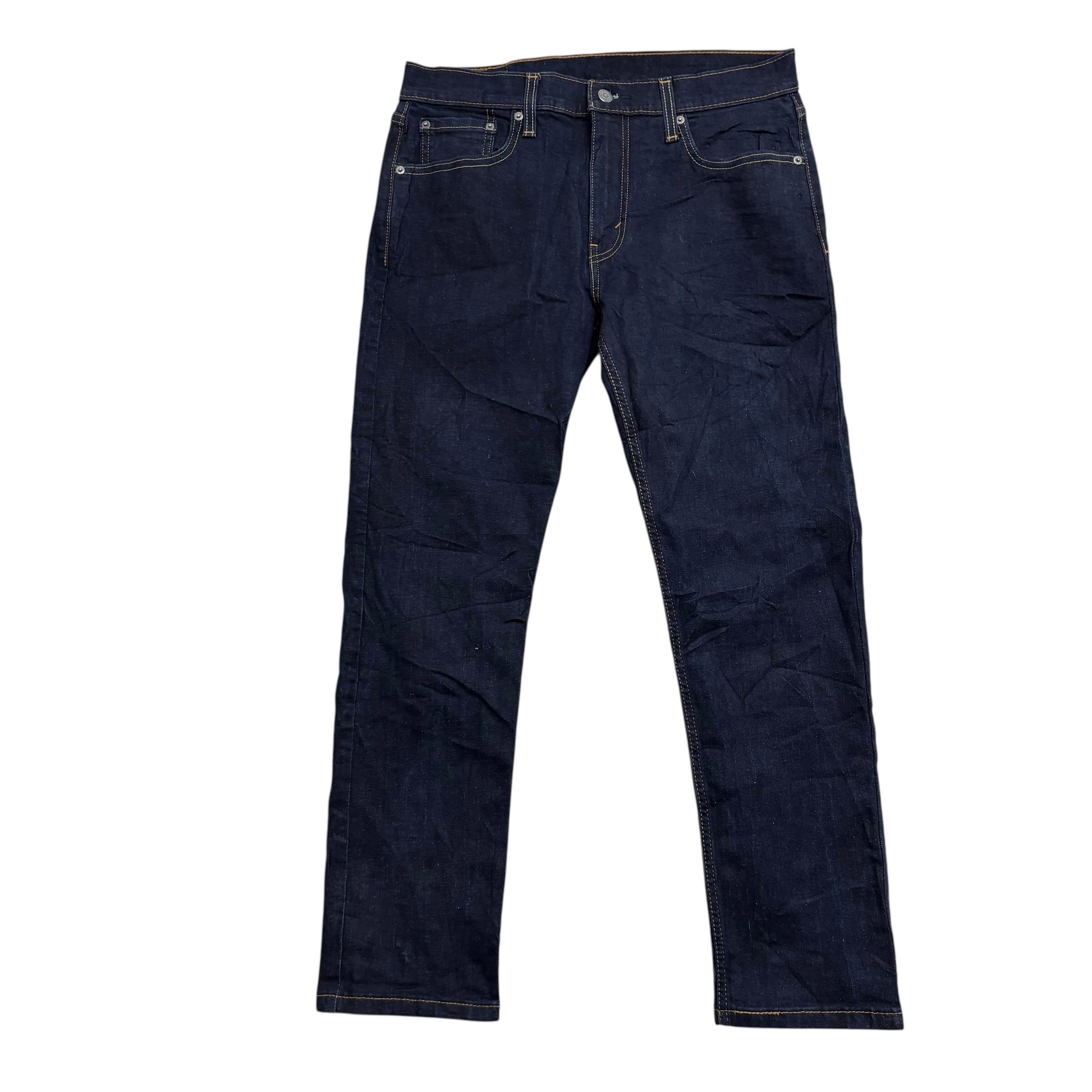 Levis 502 Jeans W32 L30 Mens Dark Blue Regular Tapered Fit Stretch Denim (E)