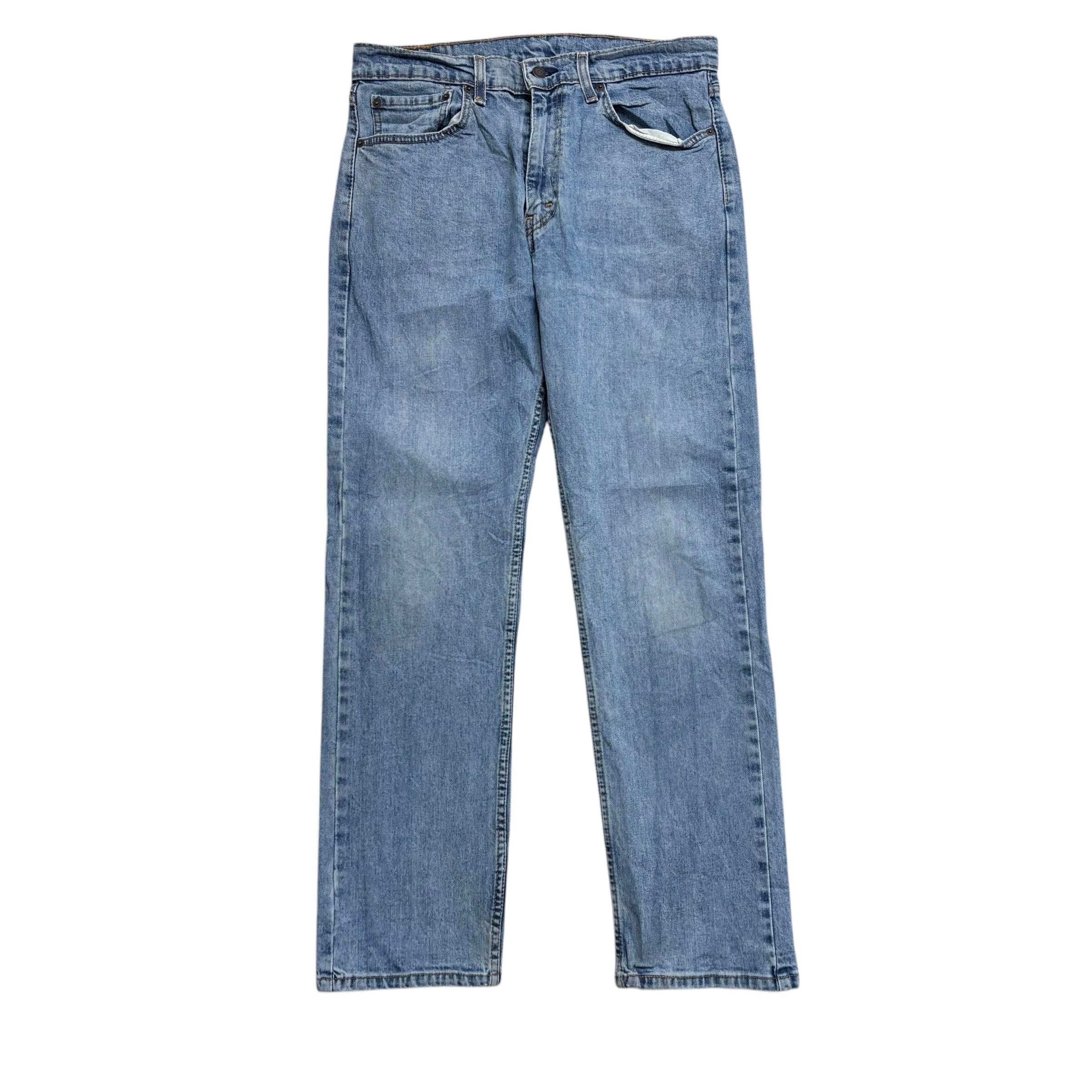 Levis 505 Jeans W34 L31 Mens Light Blue Regular Straight Fit Stretch Denim (E)