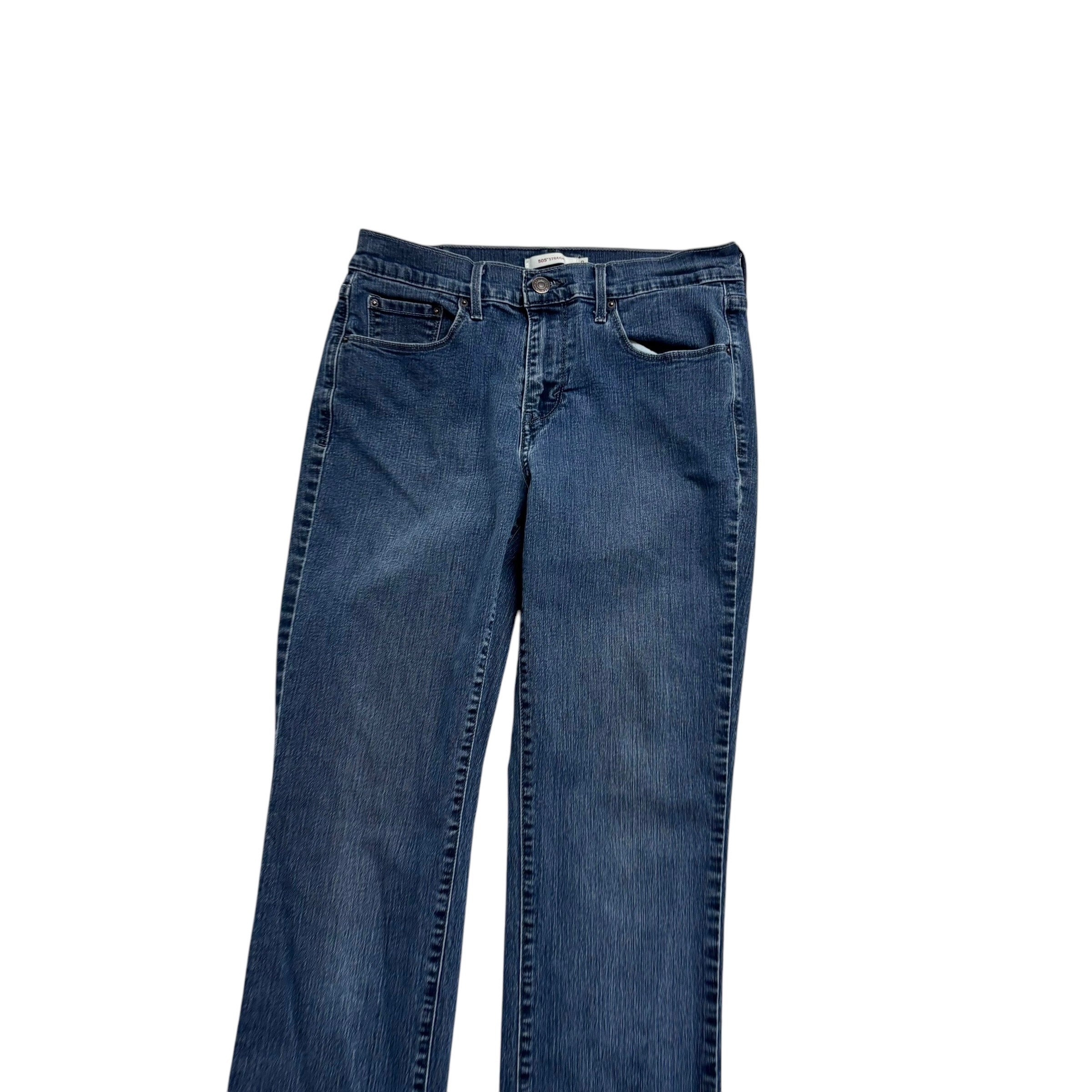 Levis 505 Jeans W29 L33 Womens Navy Blue Regular Straight Fit Stretch Denim