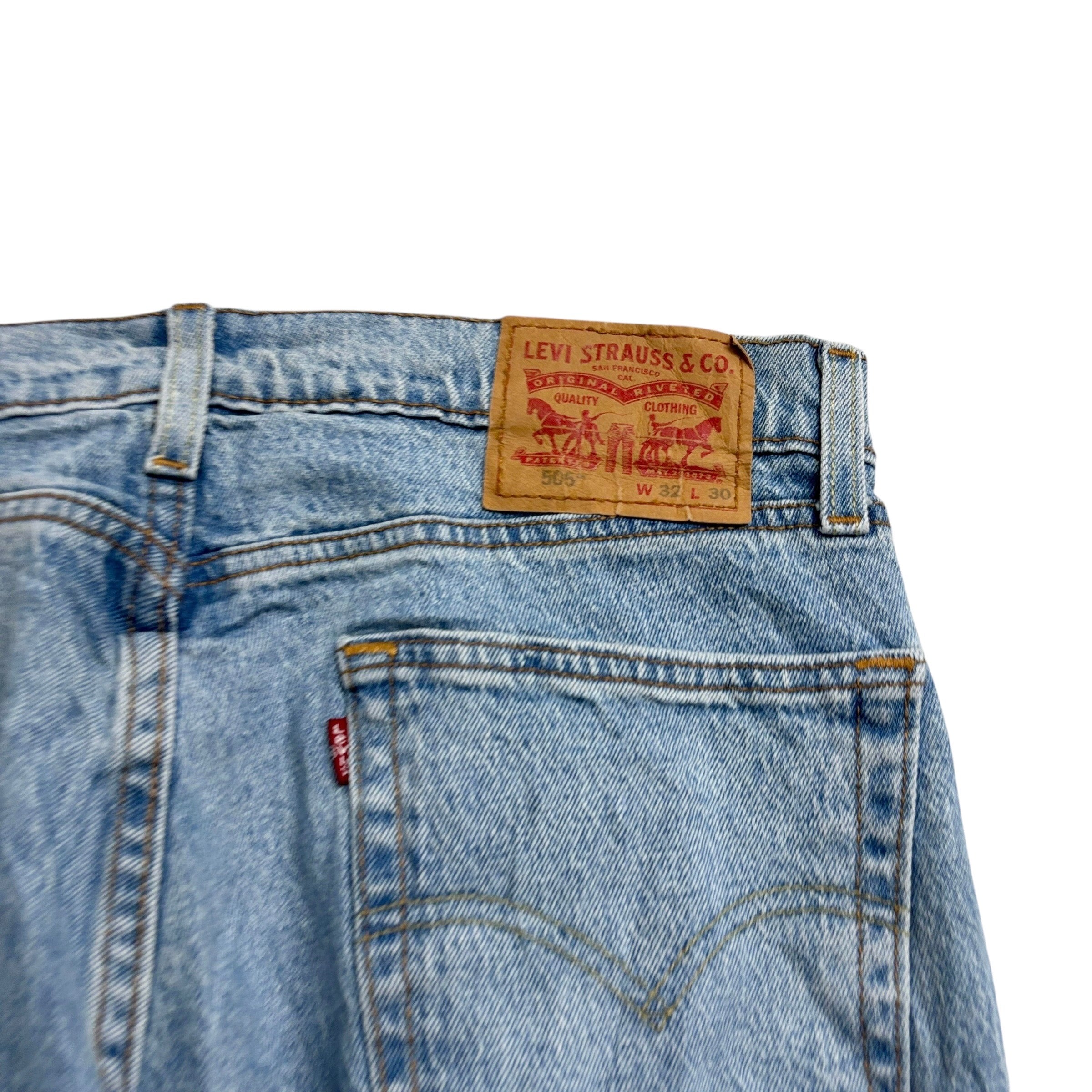 Levis 505 Jeans W32 L30 Mens Light Blue Regular Straight Fit Stretch Denim (E)