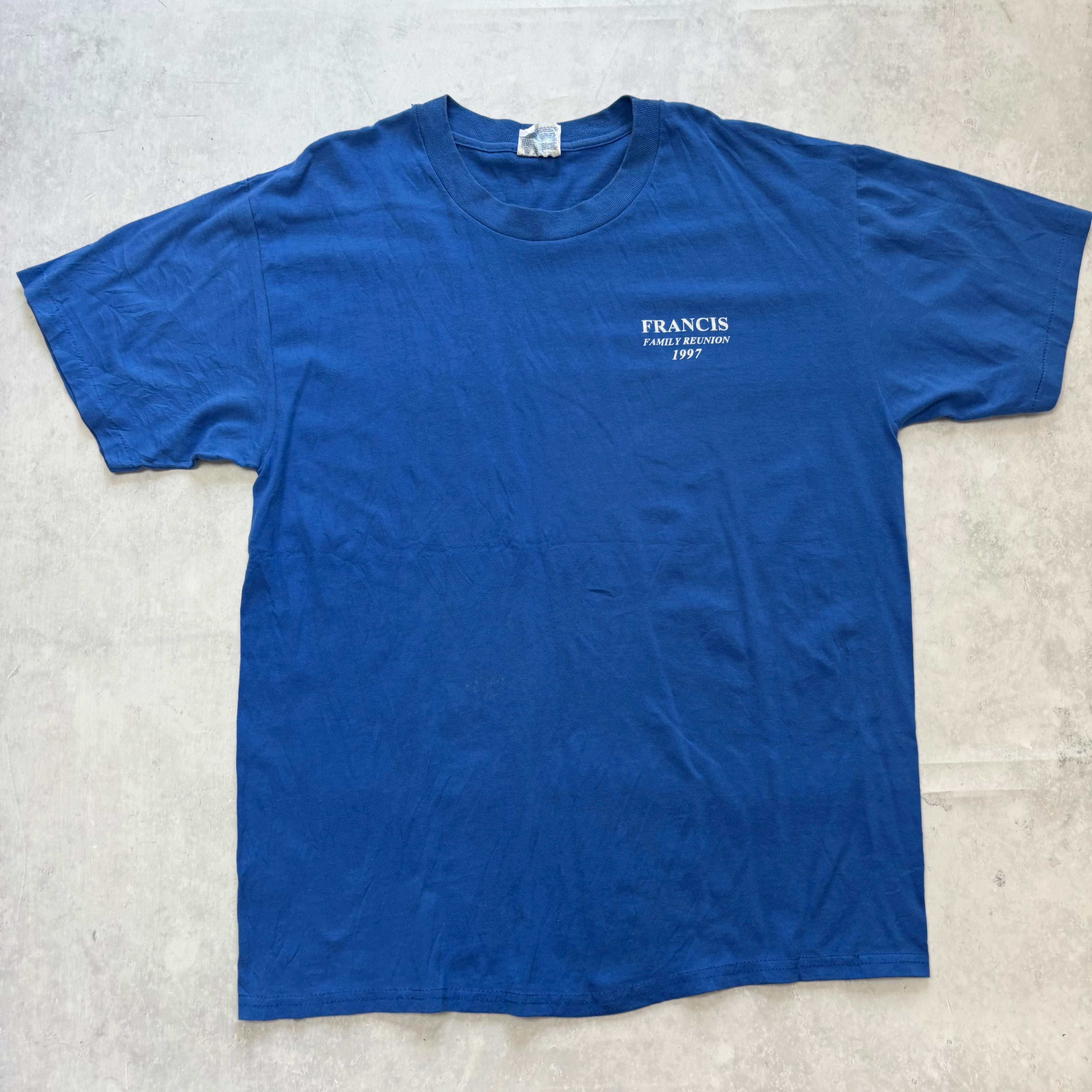 Vintage T Shirt Mens Large Blue Single Stitch Graphic Print 90s USA