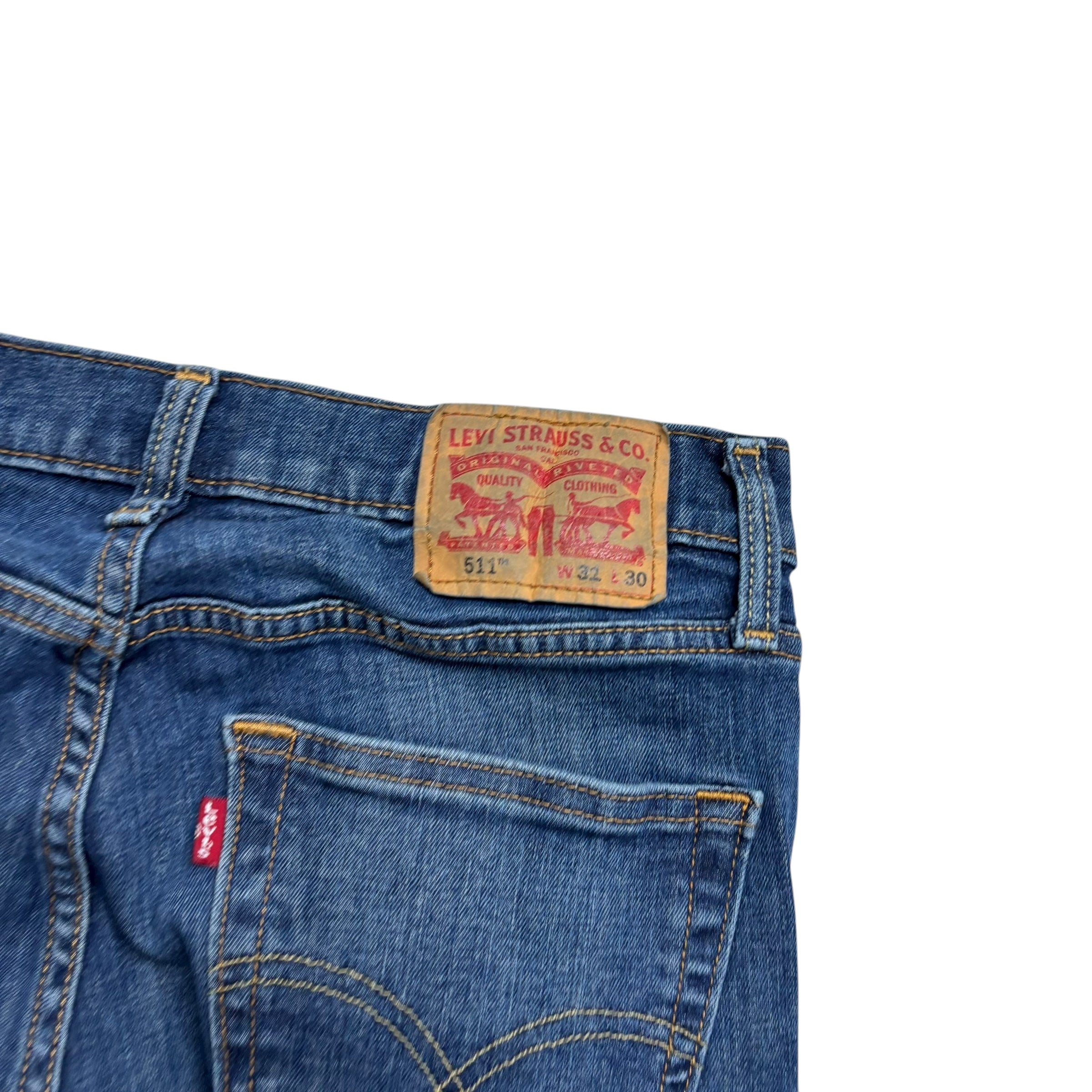 Levis 511 Jeans W30 L29 Mens Mid Blue Slim Fit Stretch Denim (E)