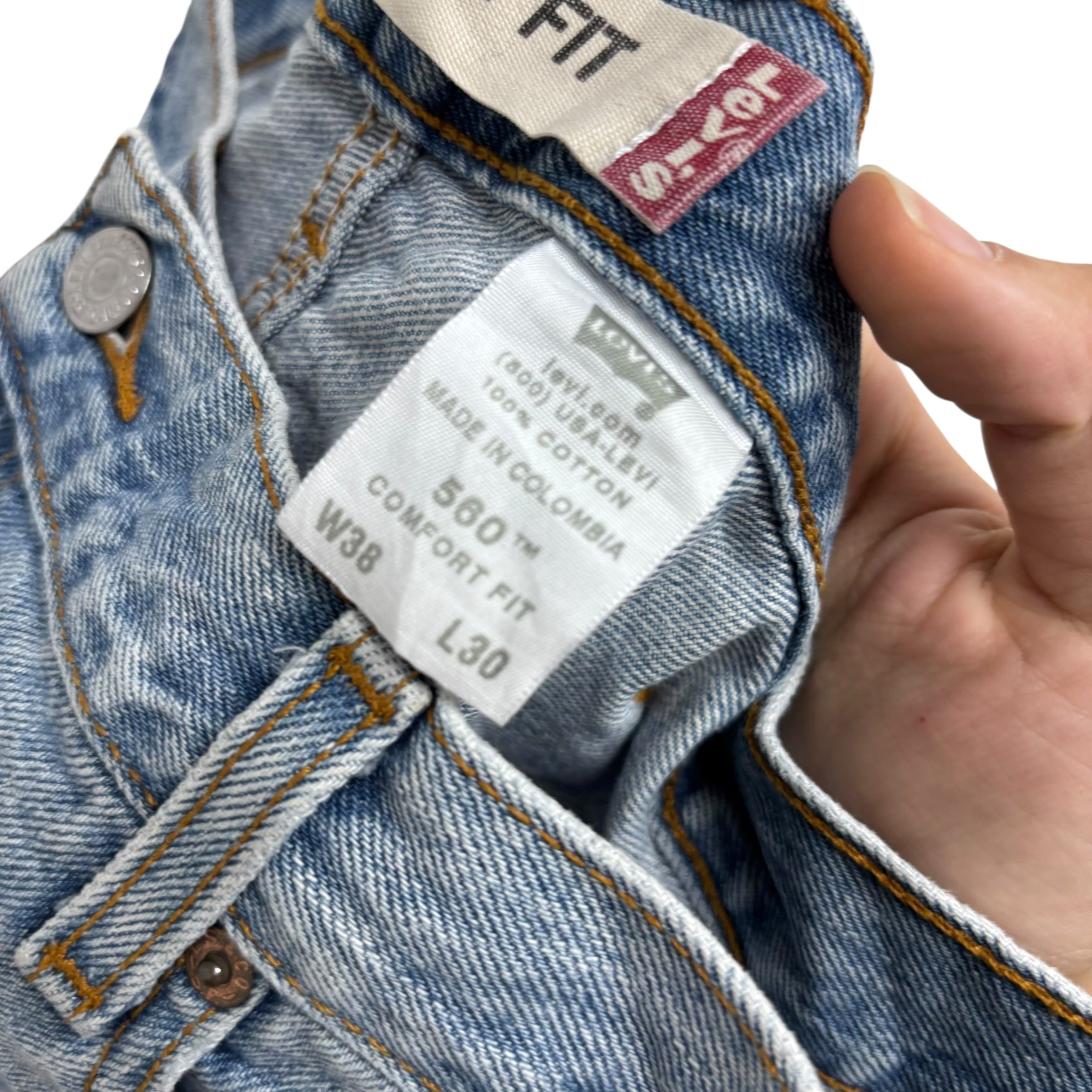 Levis 560 Jeans W38 L30 Mens Light Blue Baggy Relaxed Comfort Fit Vintage Denim