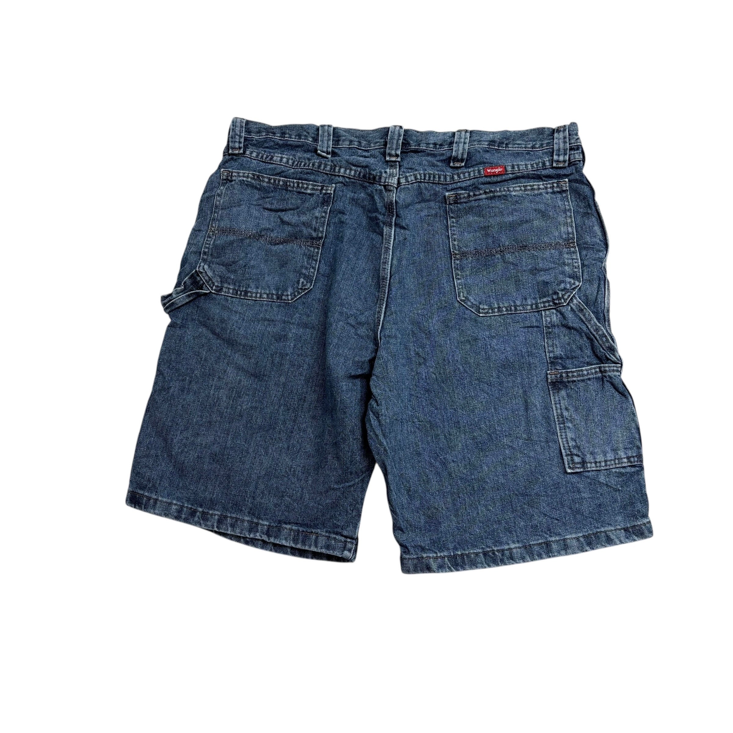 Wrangler Baggy Jorts W38 Mens Mid Blue Carpenter Denim Shorts Relaxed Fit