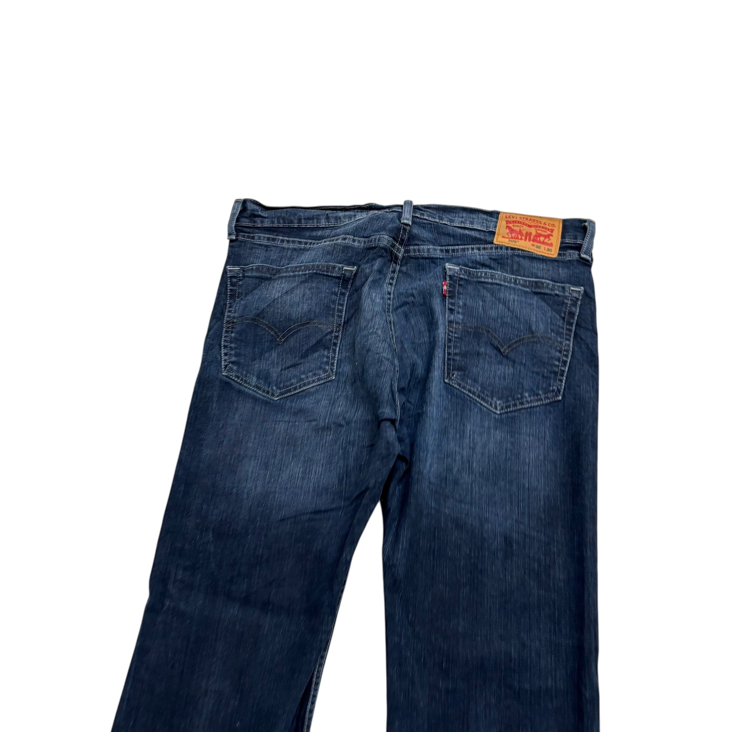 Levis 505 Jeans W36 L30 Mens Dark Blue Regular Straight Fit Stretch Denim (E)