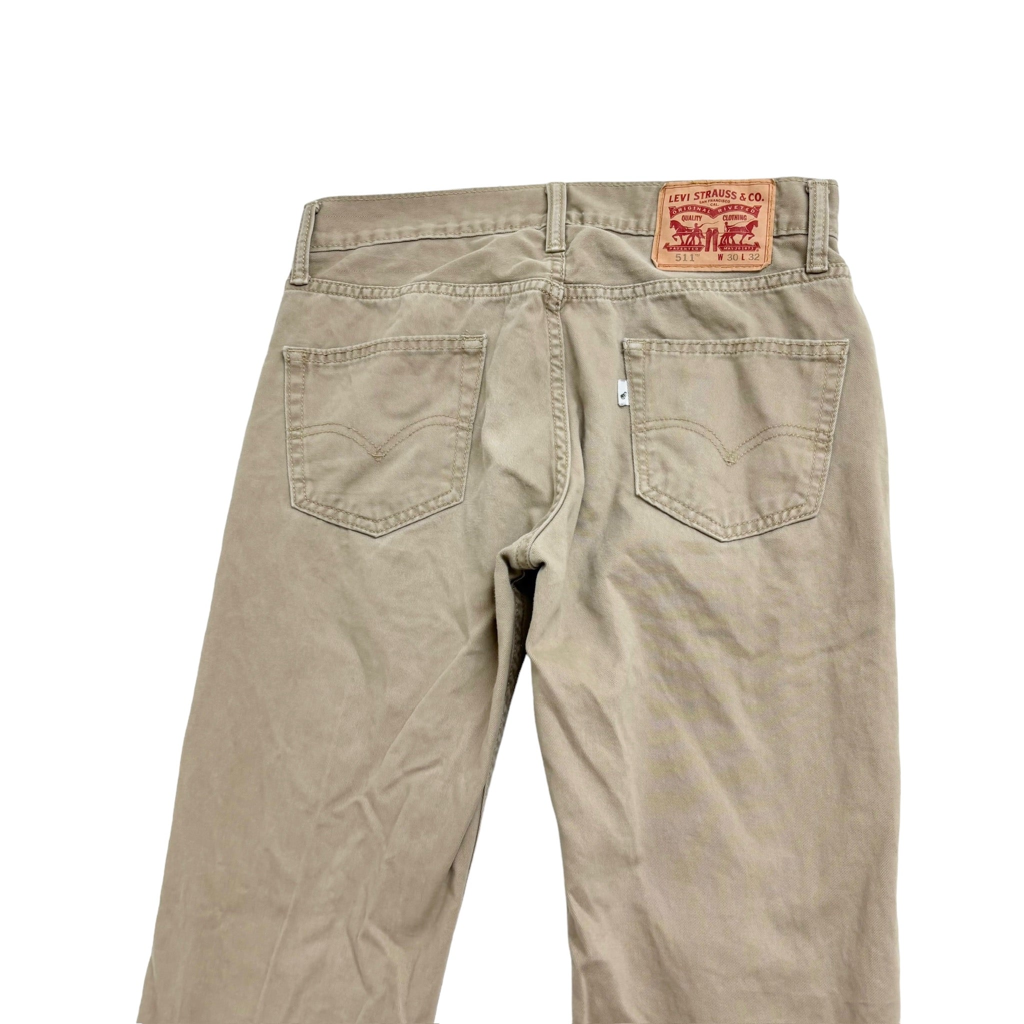 Levis 511 Trousers W30 L32 Mens Beige Slim Fit Cotton Pants