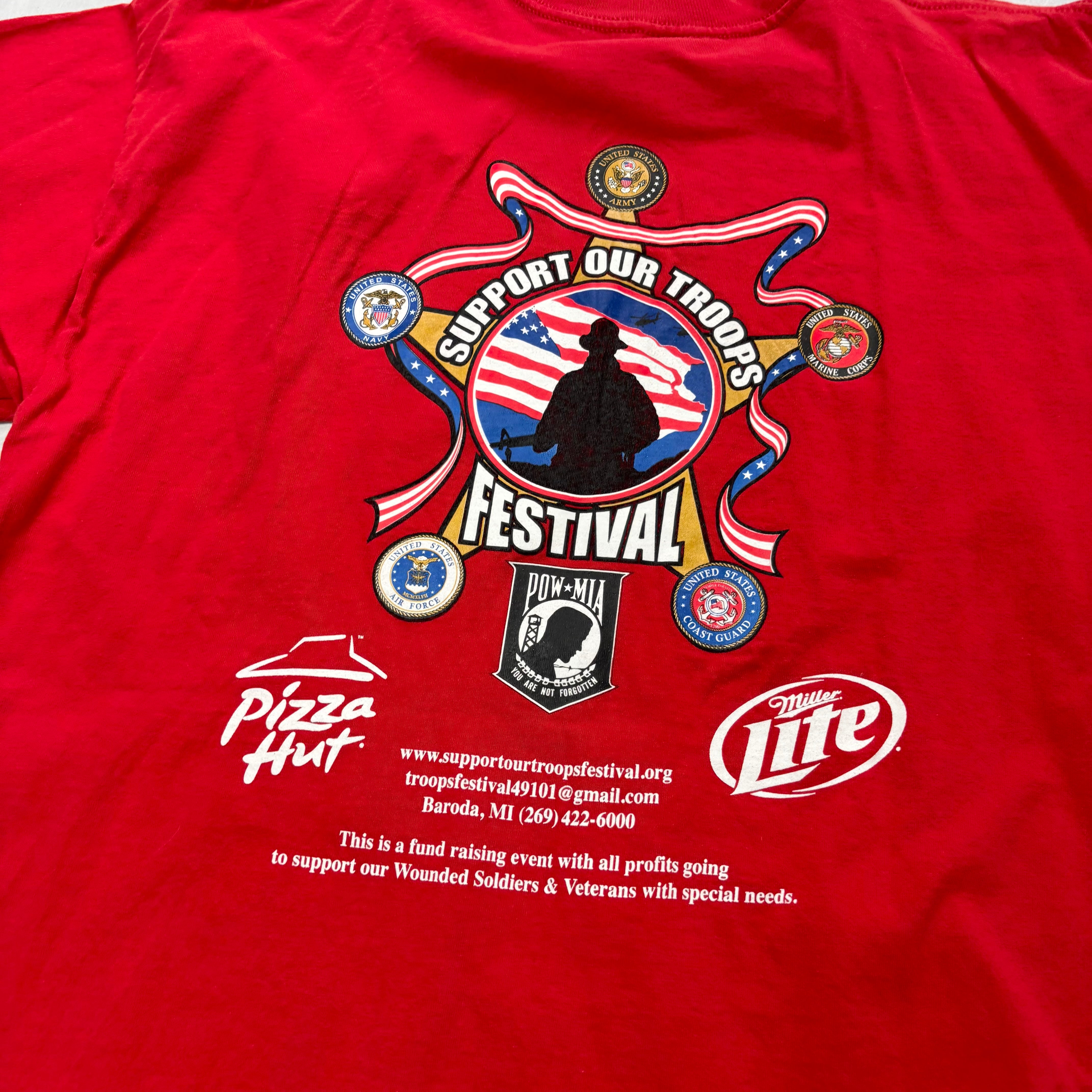 Vintage T Shirt Mens XL Red Graphic Print 00s Military USA (E)