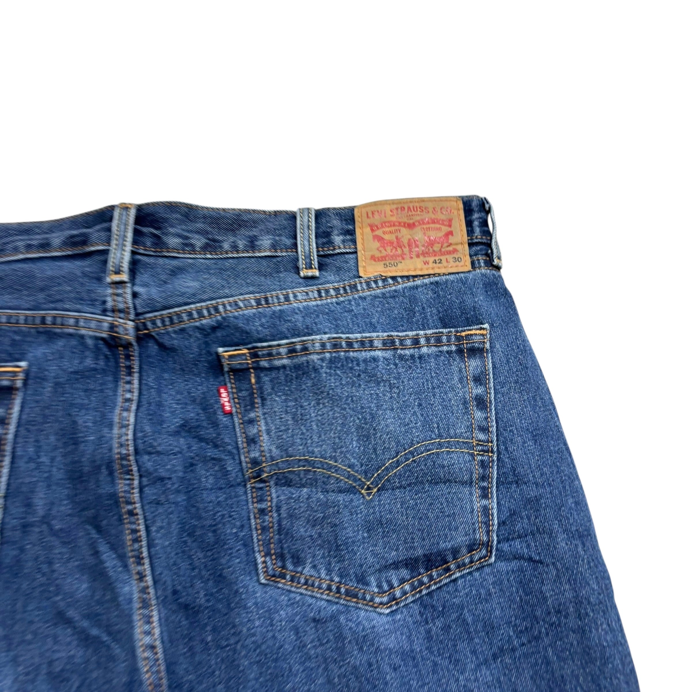 Levis 550 Jeans W42 L30 Mens Mid Blue Baggy Relaxed Straight Fit Denim (E)