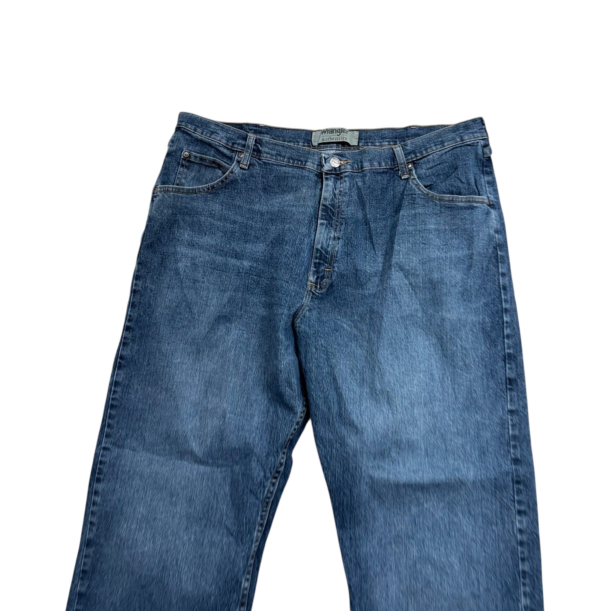 Wrangler Jeans W40 L30 Mens Mid Blue Relaxed Straight Fit Stretch Denim (E)
