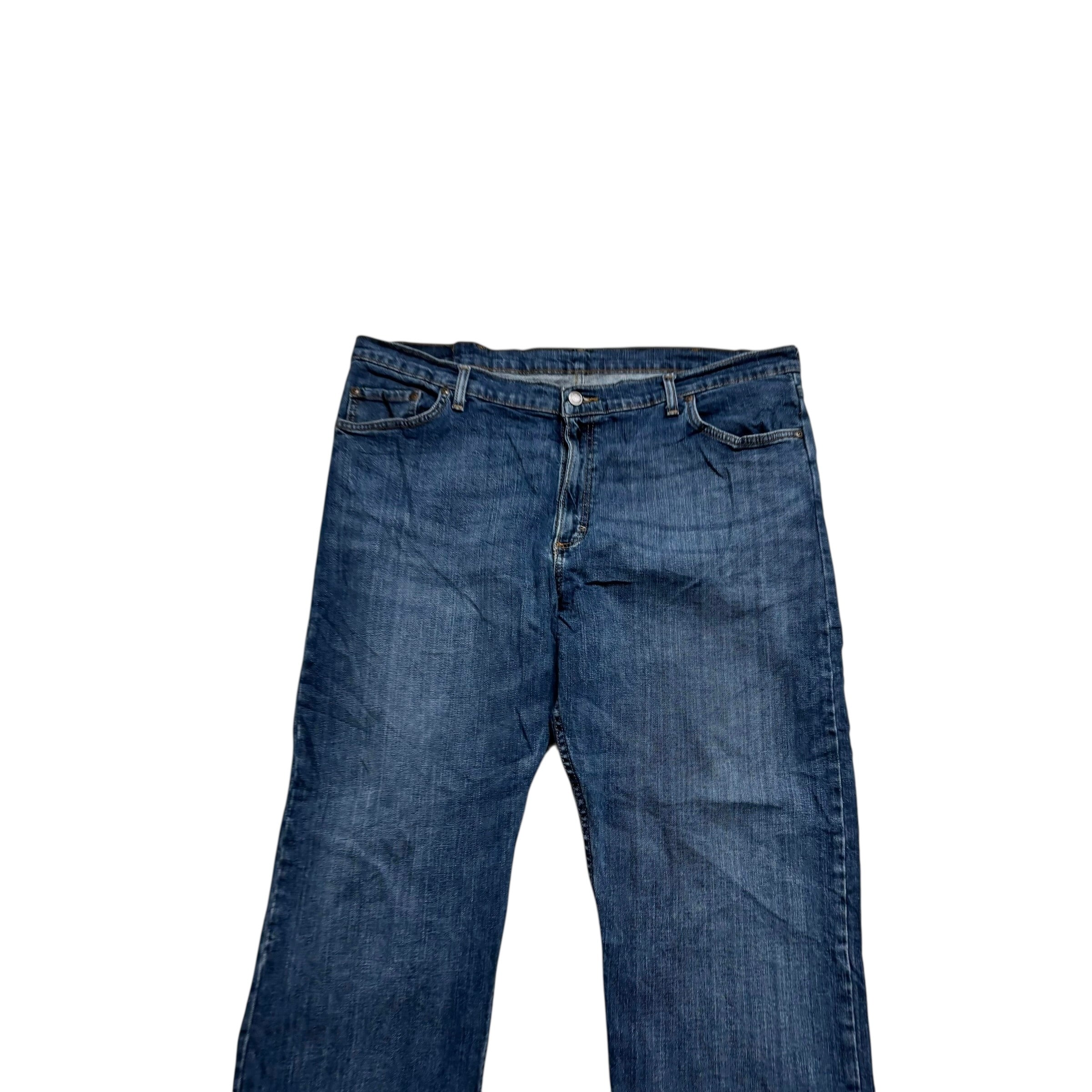 Wrangler Jeans W42 L30 Mens Mid Blue Relaxed Straight Fit Stretch Denim (E)