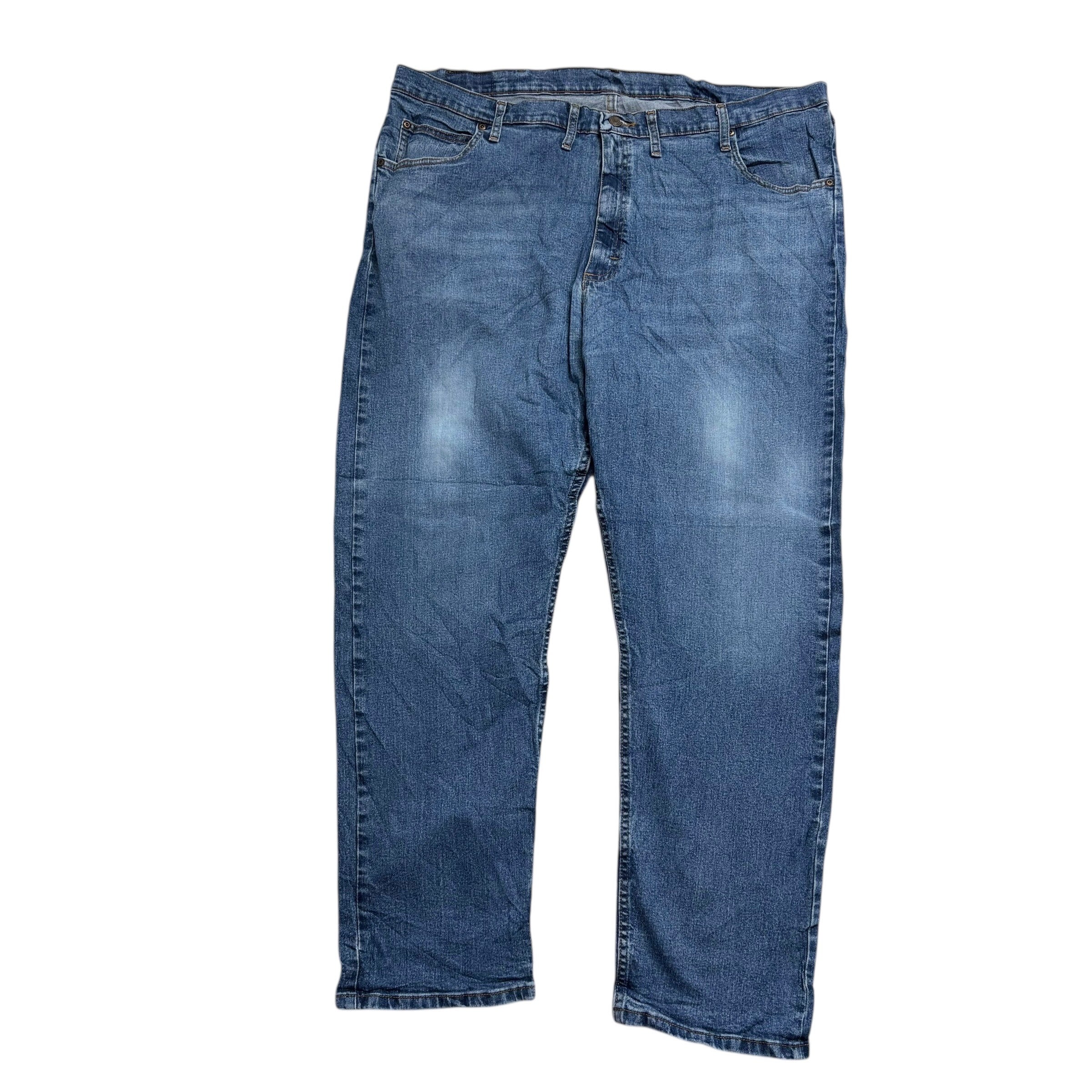 Wrangler Jeans W46 L32 Mens Mid Blue Relaxed Straight Fit Stretch Denim (F)