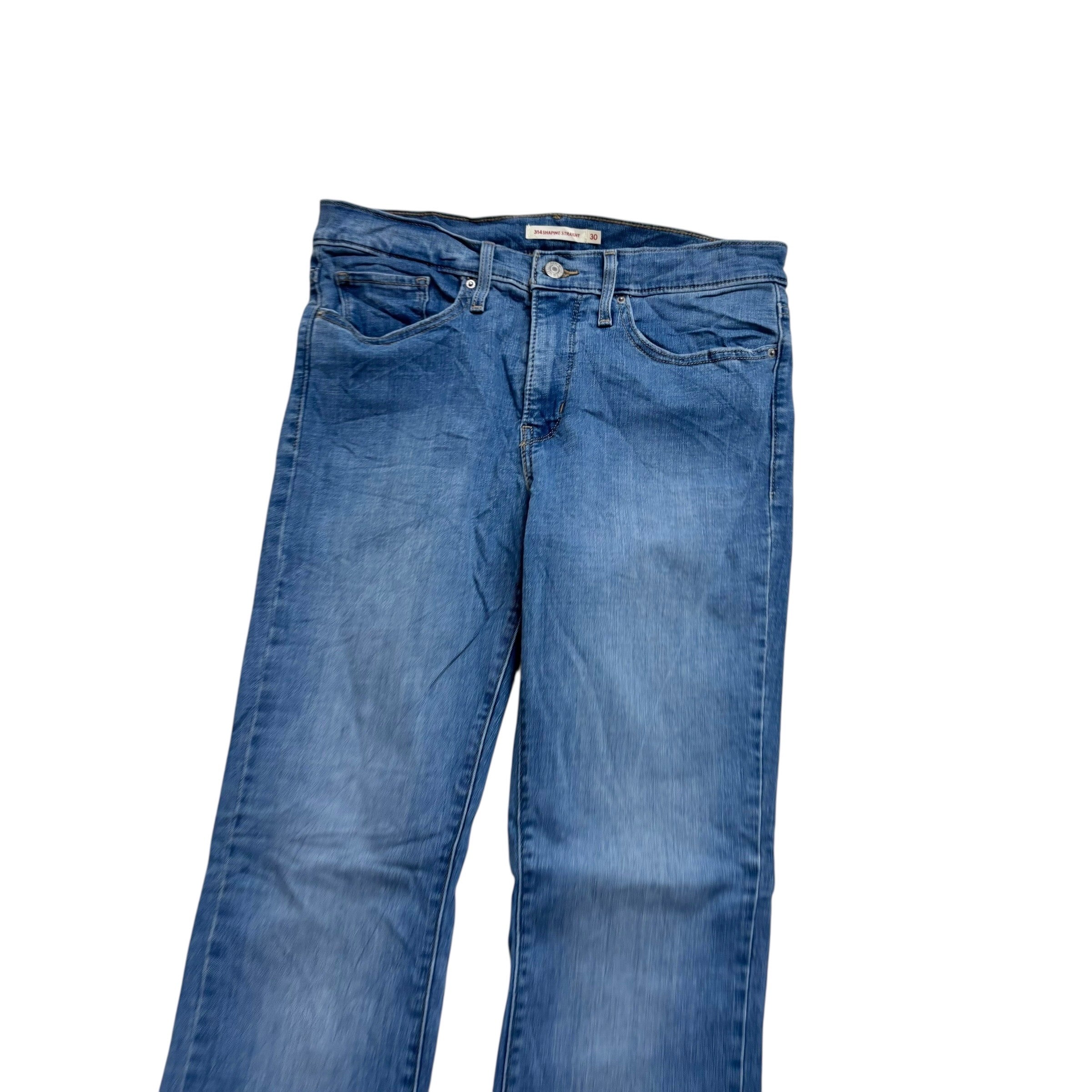 Levis 314 Jeans W30 L32 Womens Shaping Straight Mid Blue Stretch Denim (E)