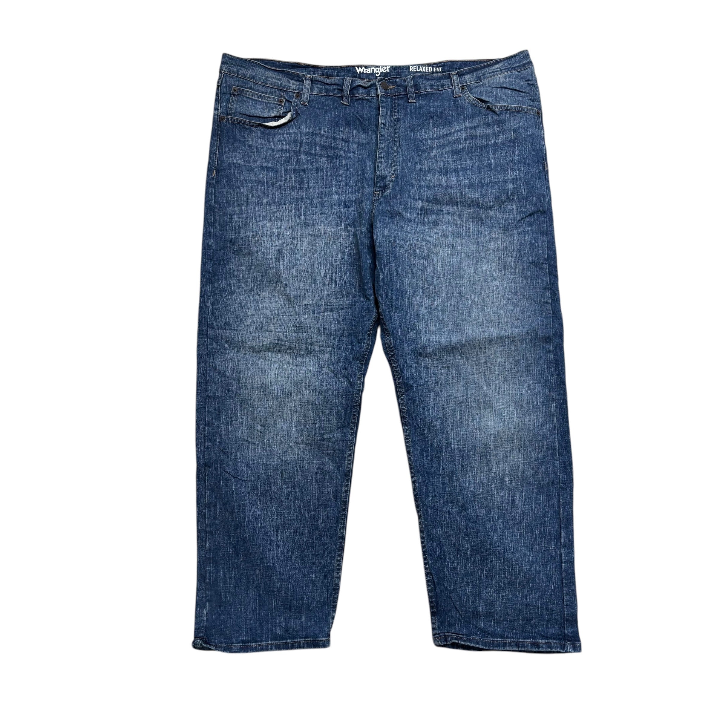 Wrangler Jeans W46 L29 Mens Mid Blue Relaxed Straight Fit Stretch Denim (E)
