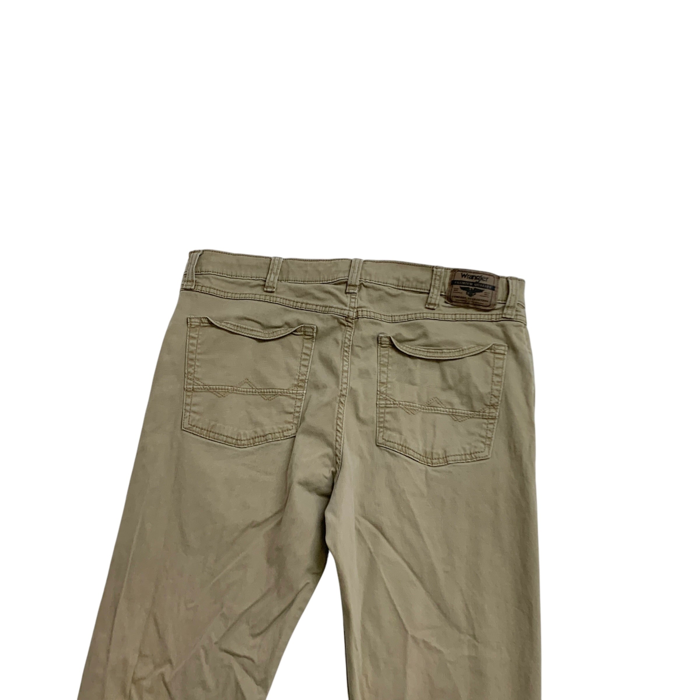 Wrangler Trousers W36 L30 Mens Beige Slim Straight Fit Cotton Pants Stretch