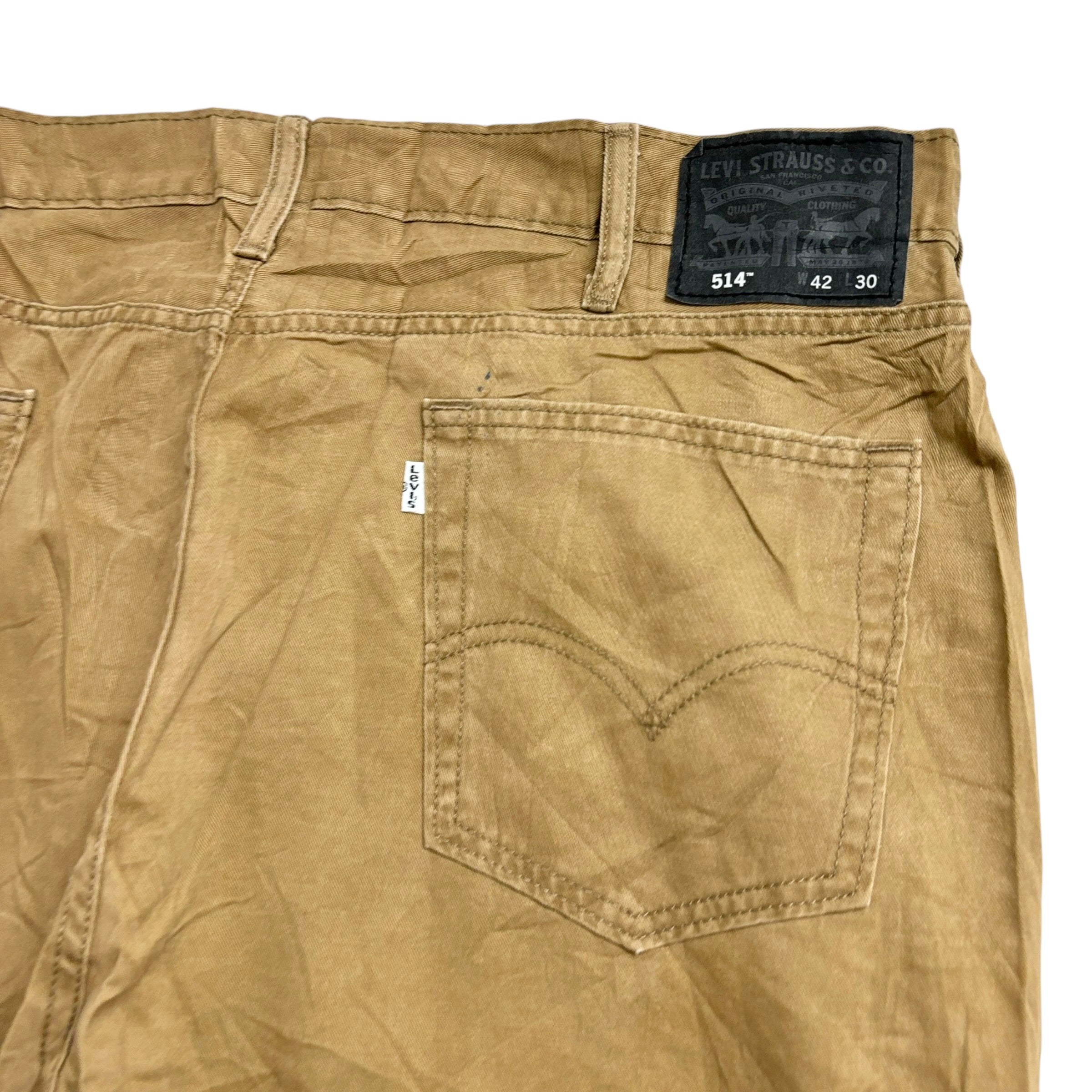 Levis 514 Trousers W42 L30 Mens Golden Tan Regular Straight Fit Cotton Pants