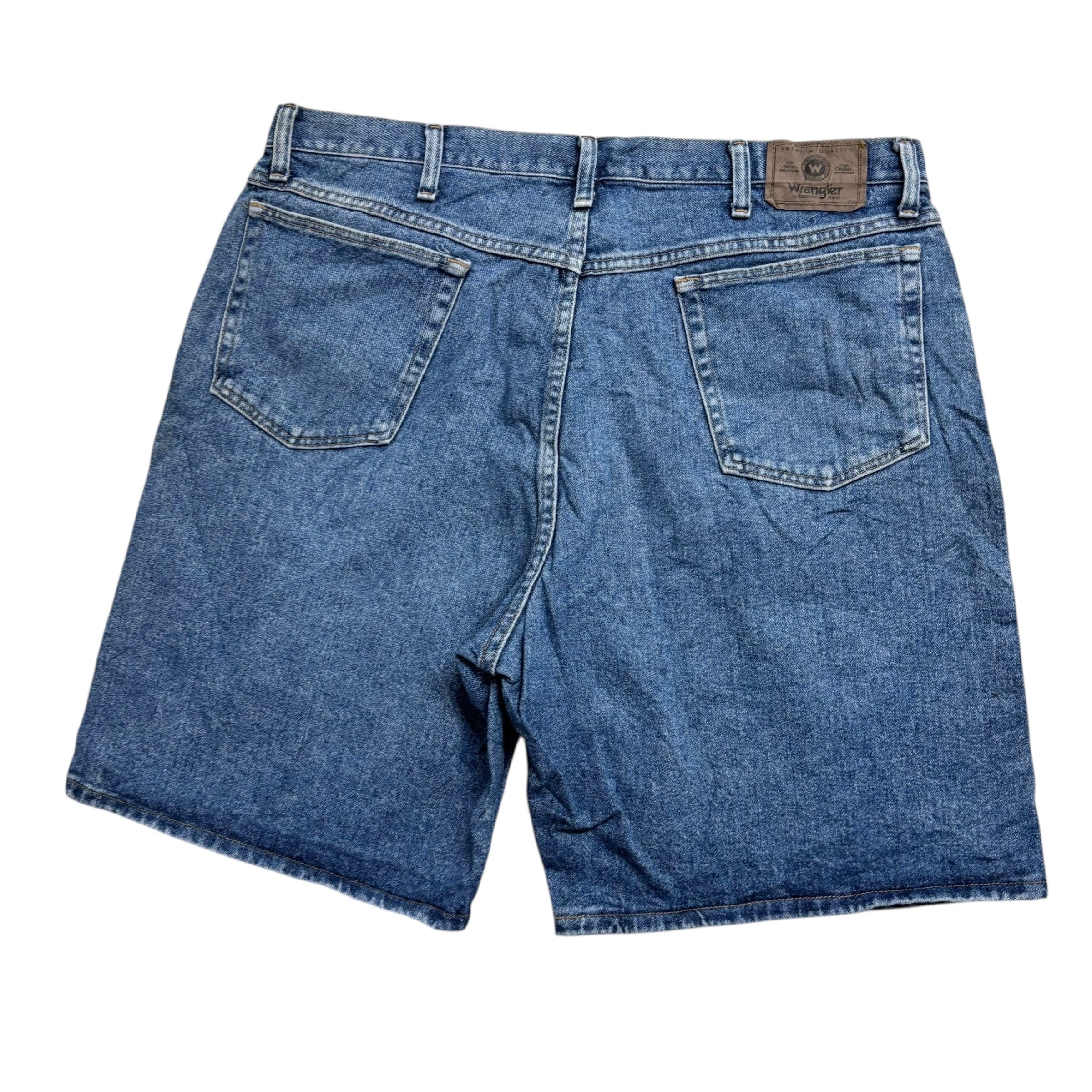 Vintage Wrangler Baggy Jorts W38 Mens Denim Shorts Mid Blue Relaxed Fit (E)