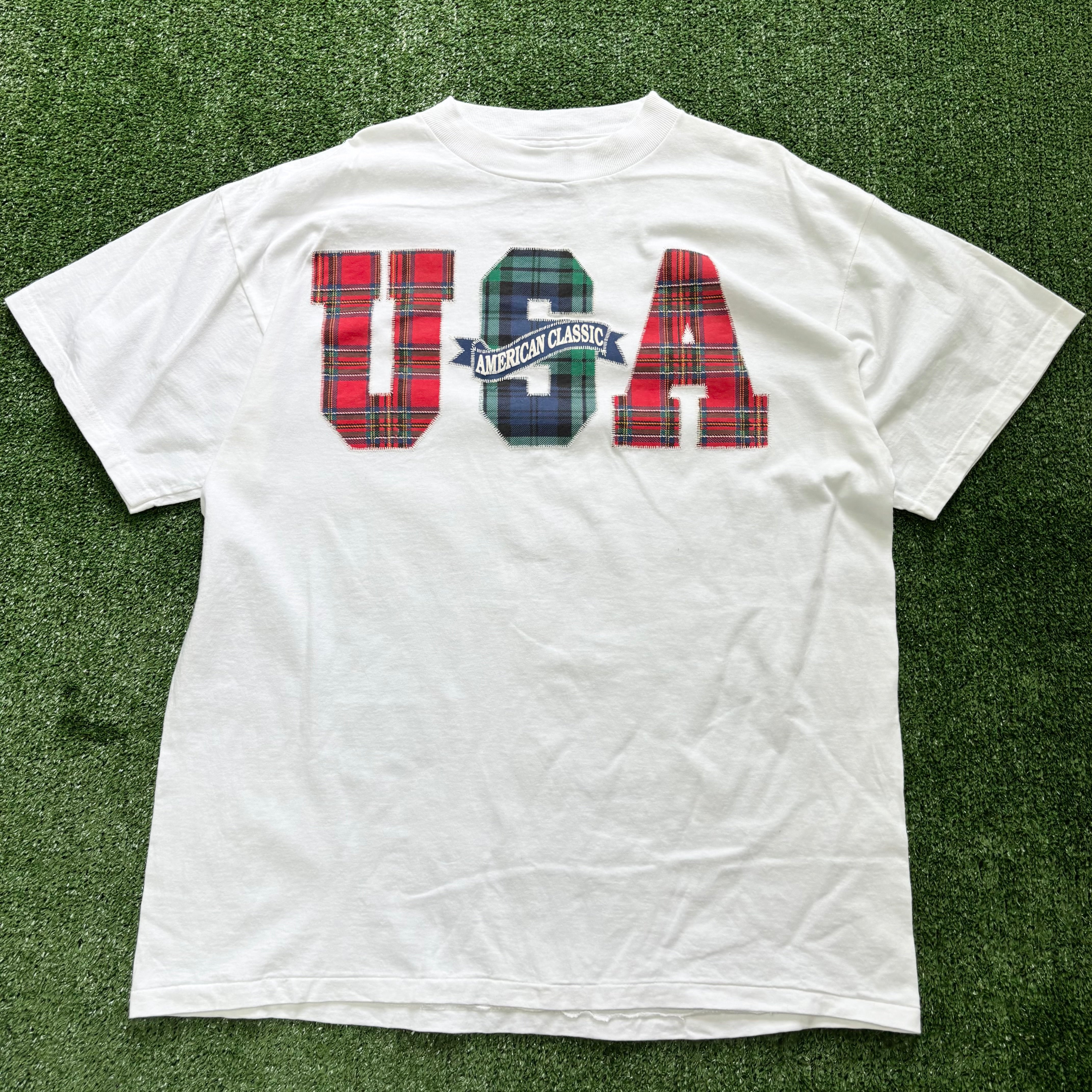 Vintage T Shirt Mens Large White Single Stitch Graphic Print 90s Tourist (E)
