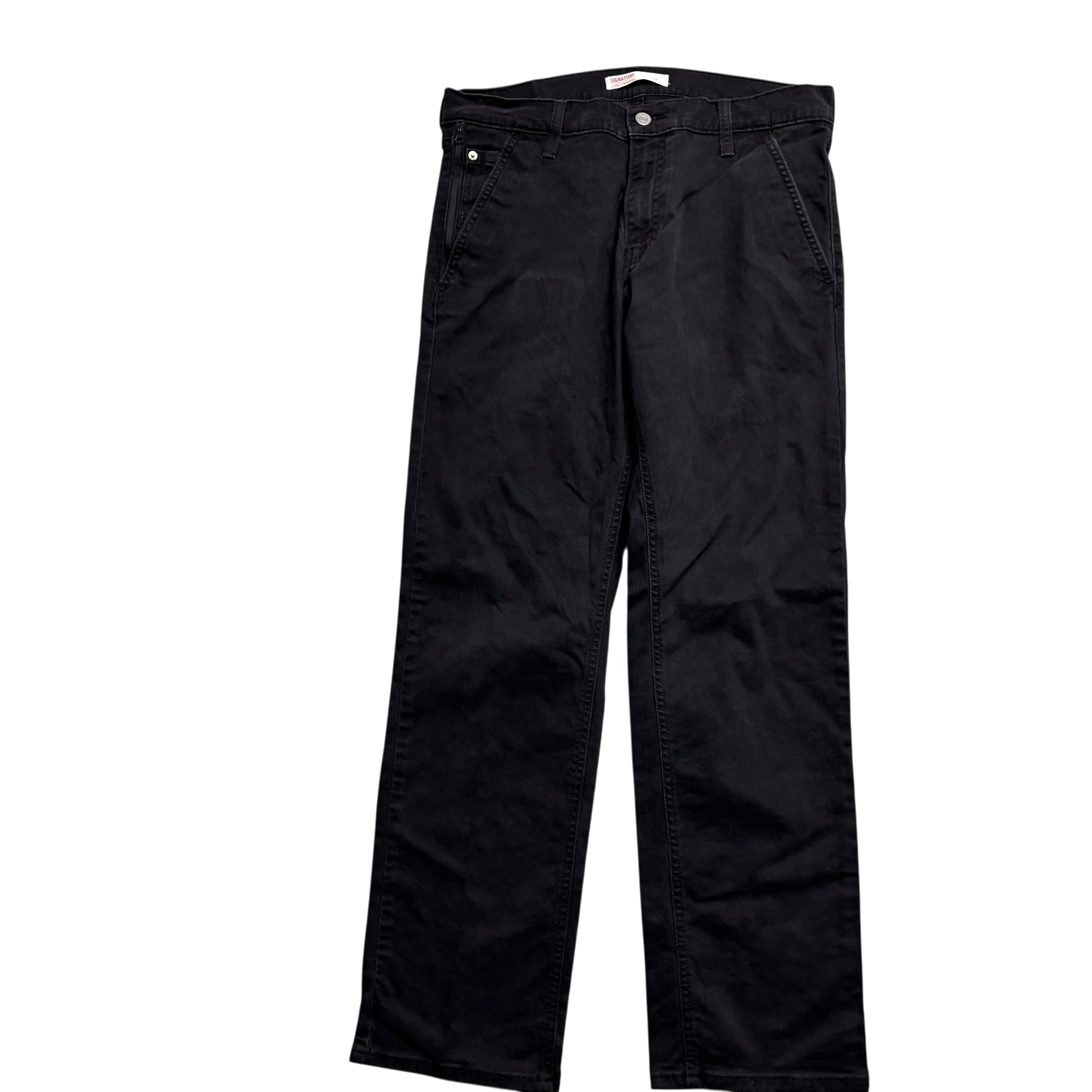 Levis Signature Trousers W32 L31 Mens Black Athletic Straight Stretch Pants (E)