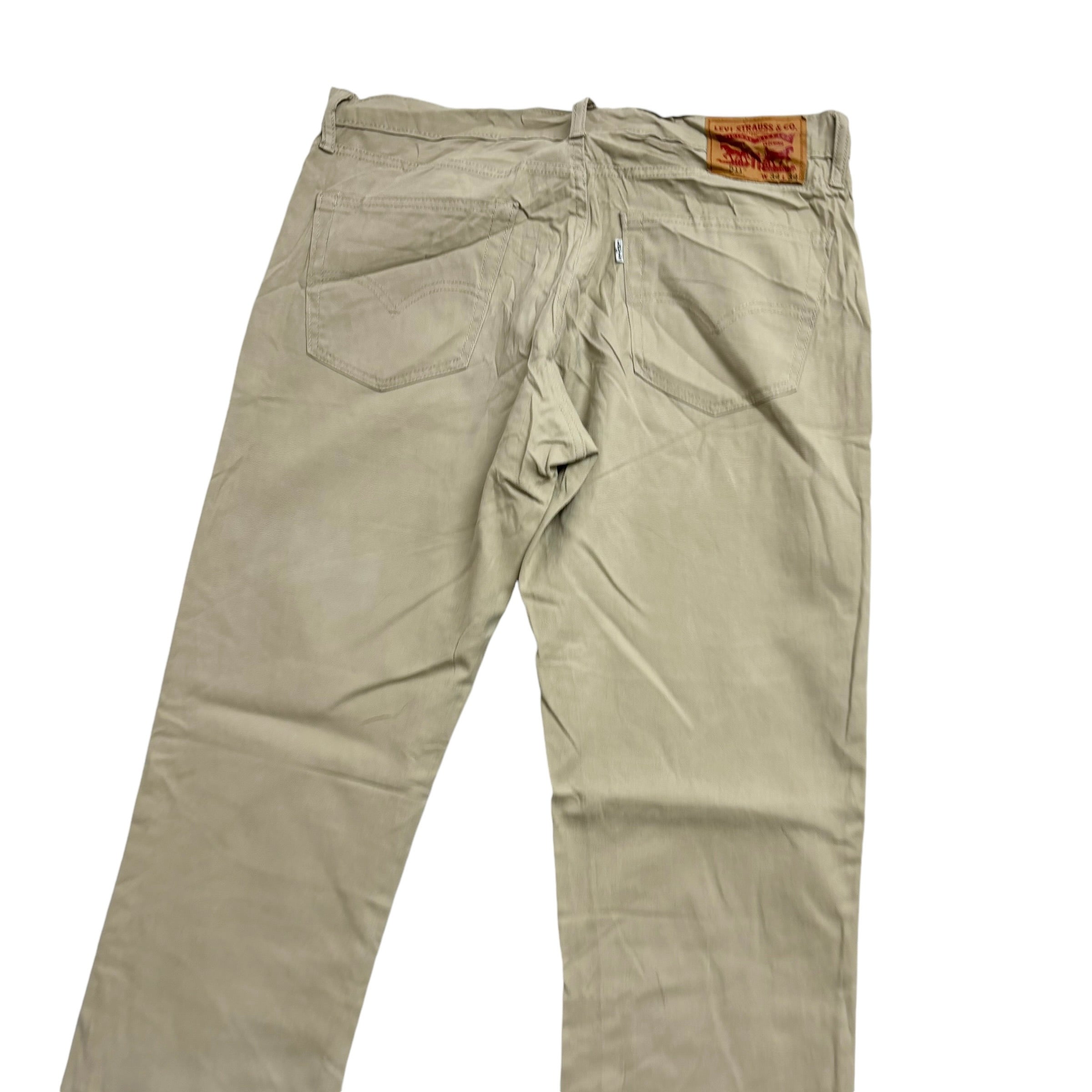 Levis 511 Trousers W34 L34 Mens Beige Cream Slim Fit Stretch Cotton Pants