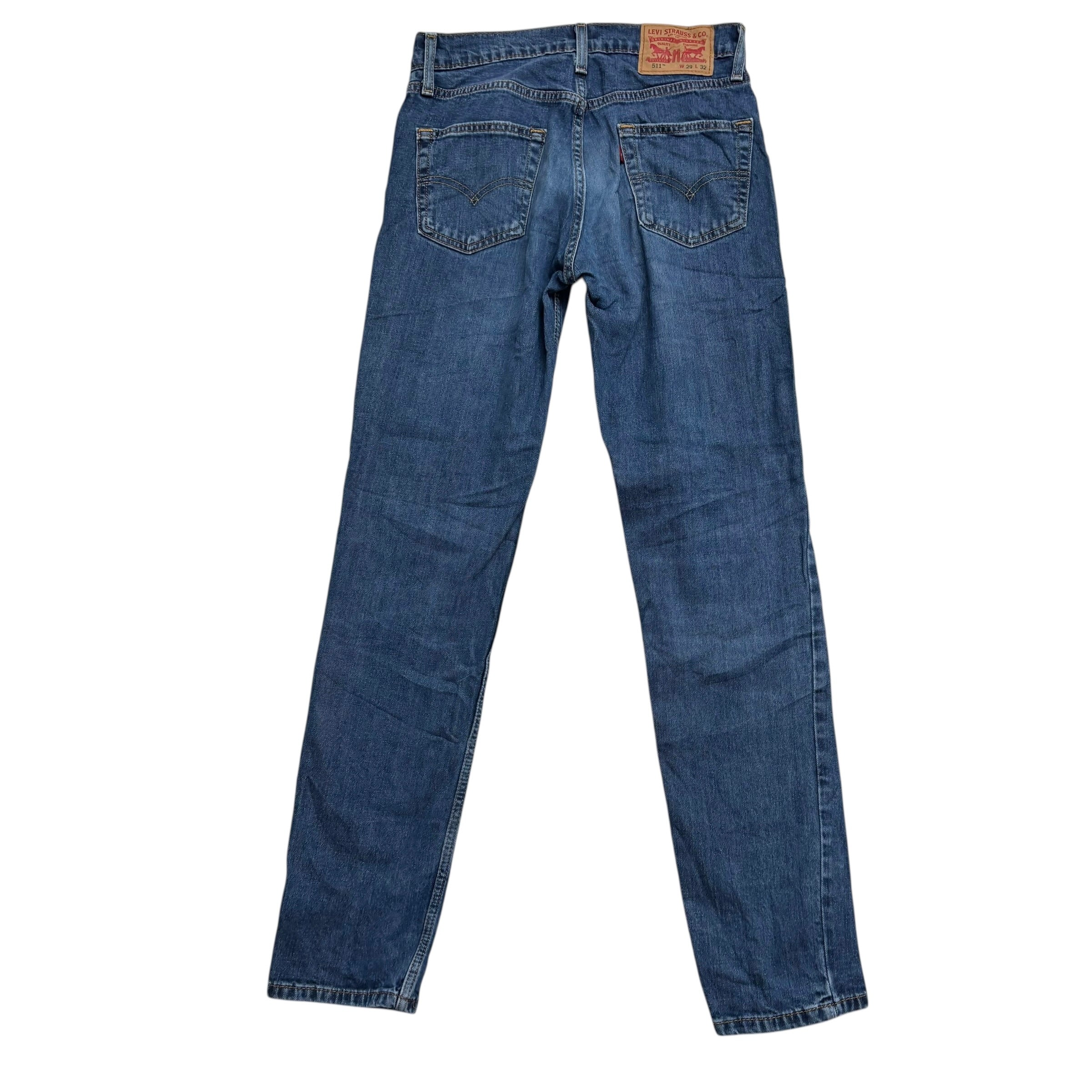 Levis 511 Jeans W29 L32 Mens Mid Blue Slim Fit Stretch Denim (E)