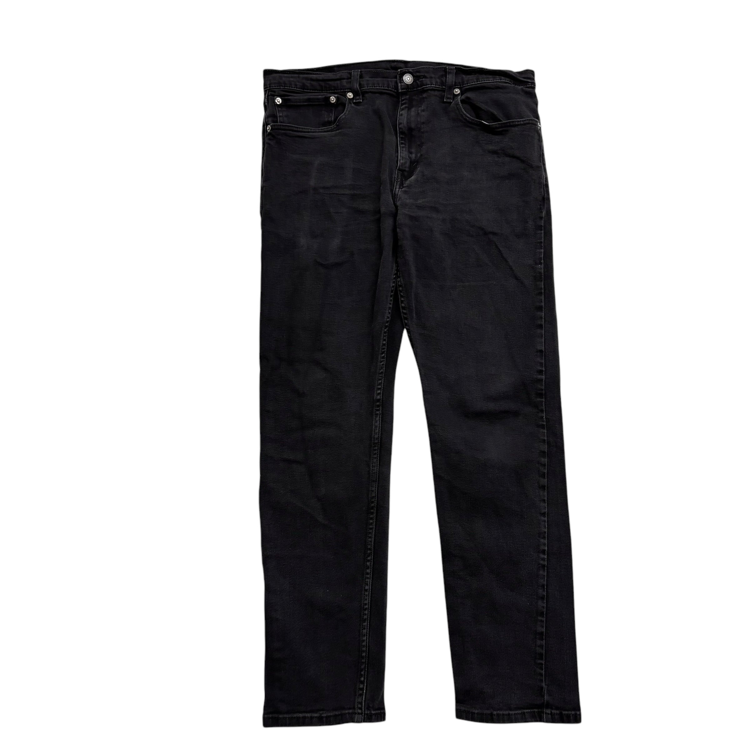 Levis 502 Jeans W36 L31 Mens Black Regular Tapered Fit Stretch Denim (F)