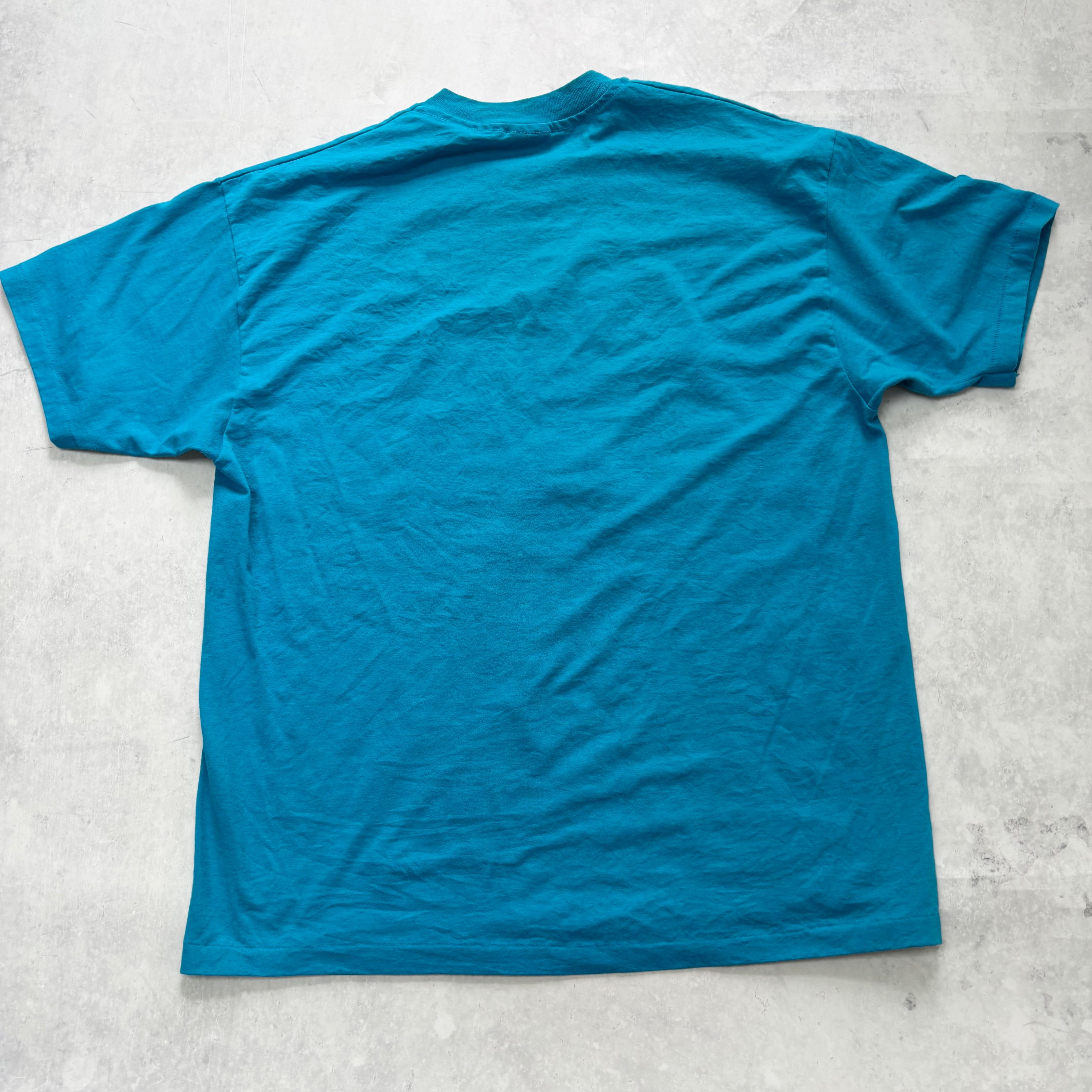 Vintage T Shirt Mens XL Blue Single Stitch Graphic Print 90s USA (E)