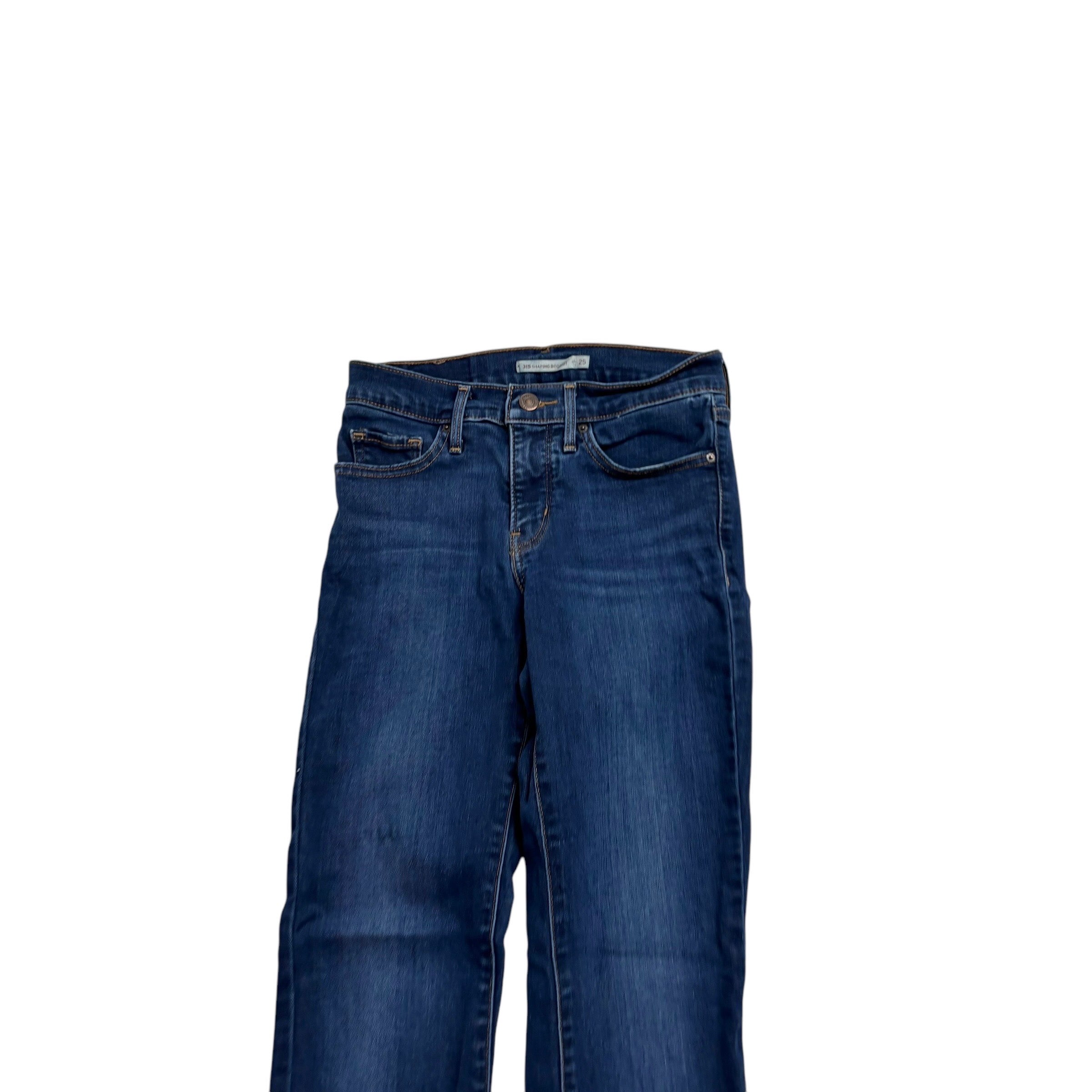 Levis 315 Jeans W25 L30 Womens Dark Blue Shaping Bootcut Fit Stretch Denim