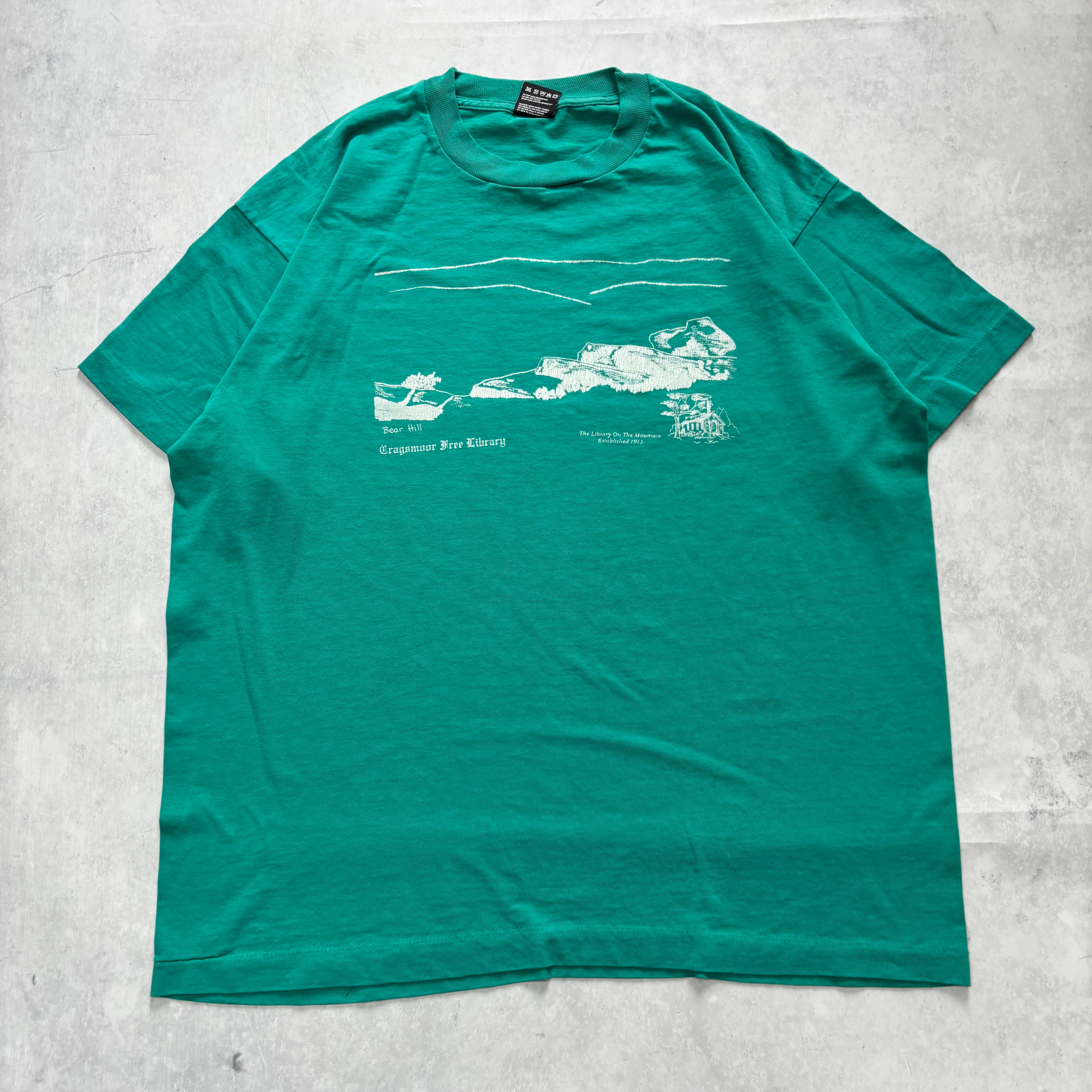 Vintage T Shirt Mens XL Blue Teal Single Stitch Graphic Print 90s USA (E)