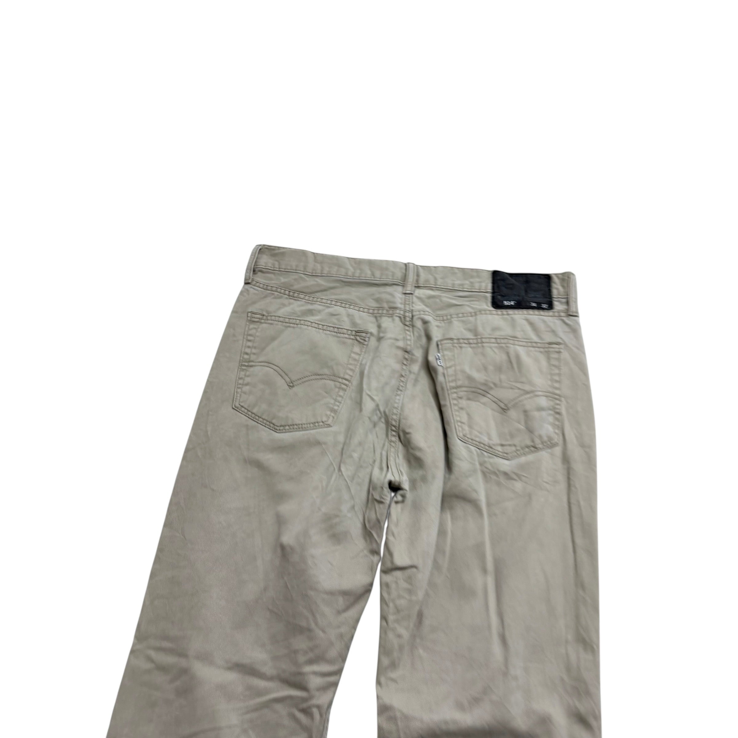 Levis 514 Trousers W34 L32 Mens Cream Regular Straight Fit Cotton Pants (E)